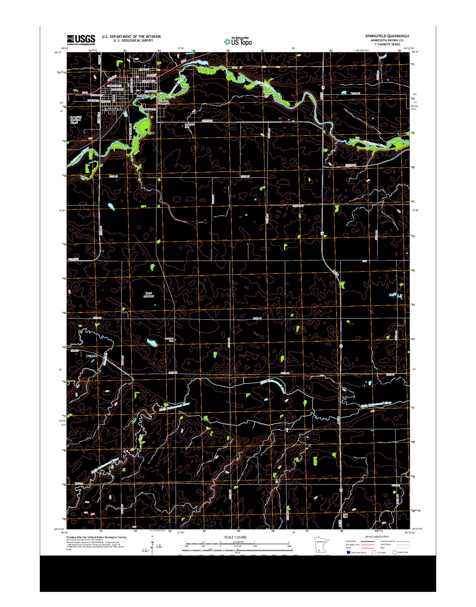USGS US TOPO 7.5-MINUTE MAP FOR SPRINGFIELD, MN 2013