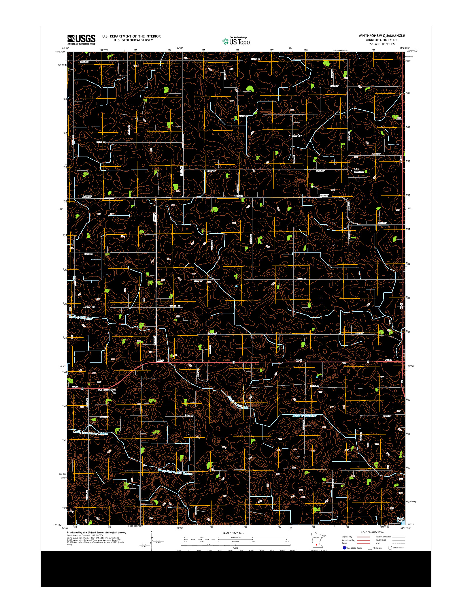 USGS US TOPO 7.5-MINUTE MAP FOR WINTHROP SW, MN 2013