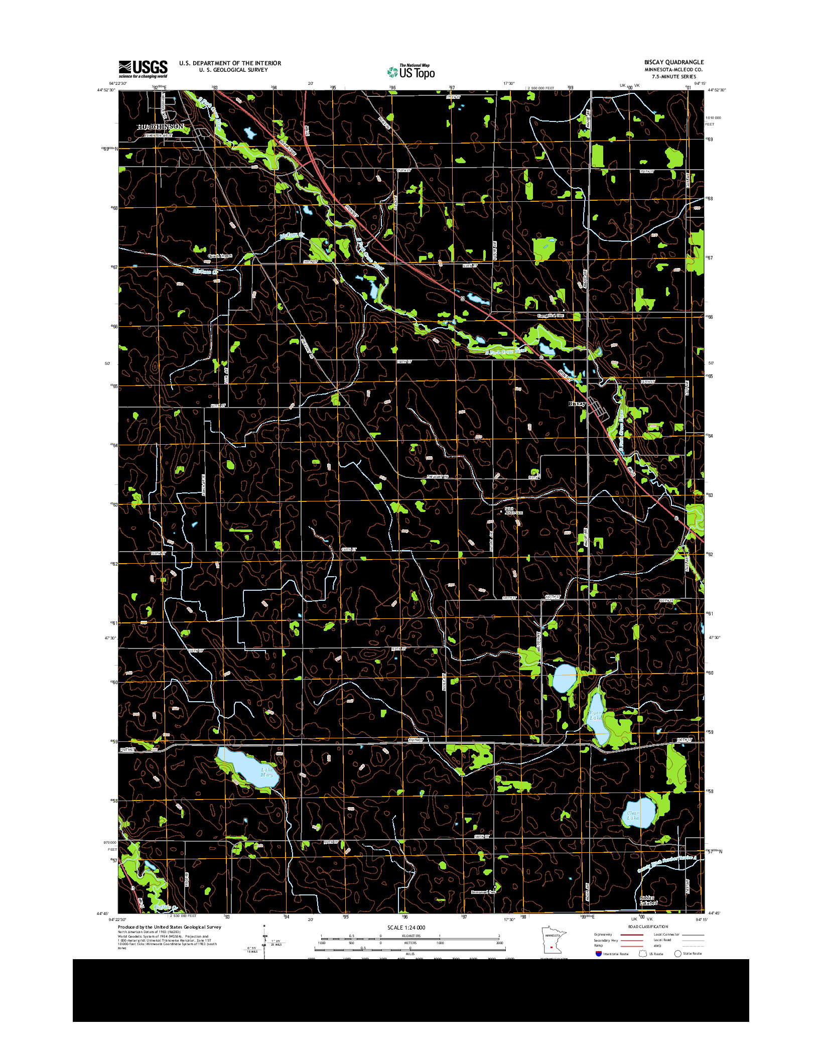 USGS US TOPO 7.5-MINUTE MAP FOR BISCAY, MN 2013