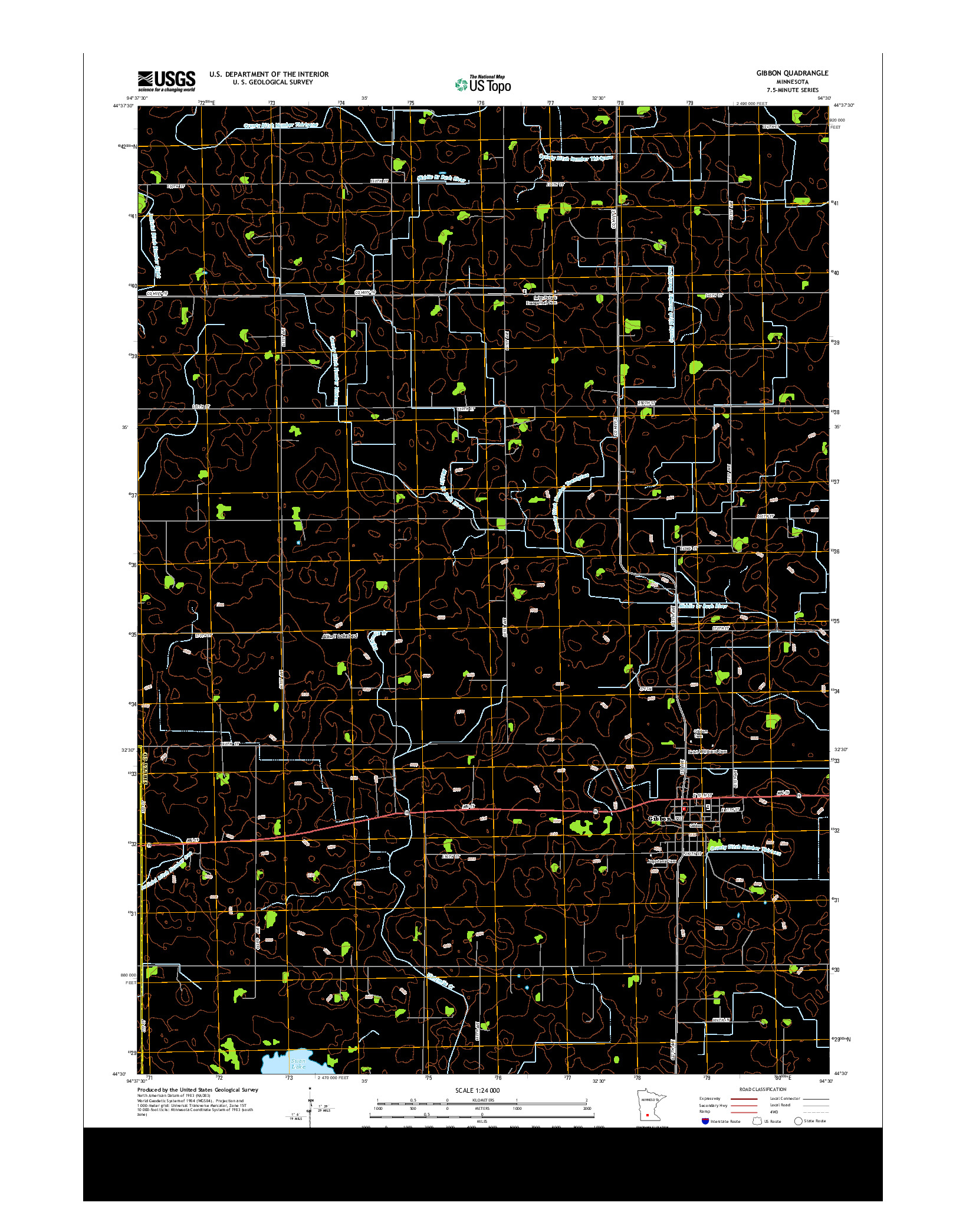USGS US TOPO 7.5-MINUTE MAP FOR GIBBON, MN 2013