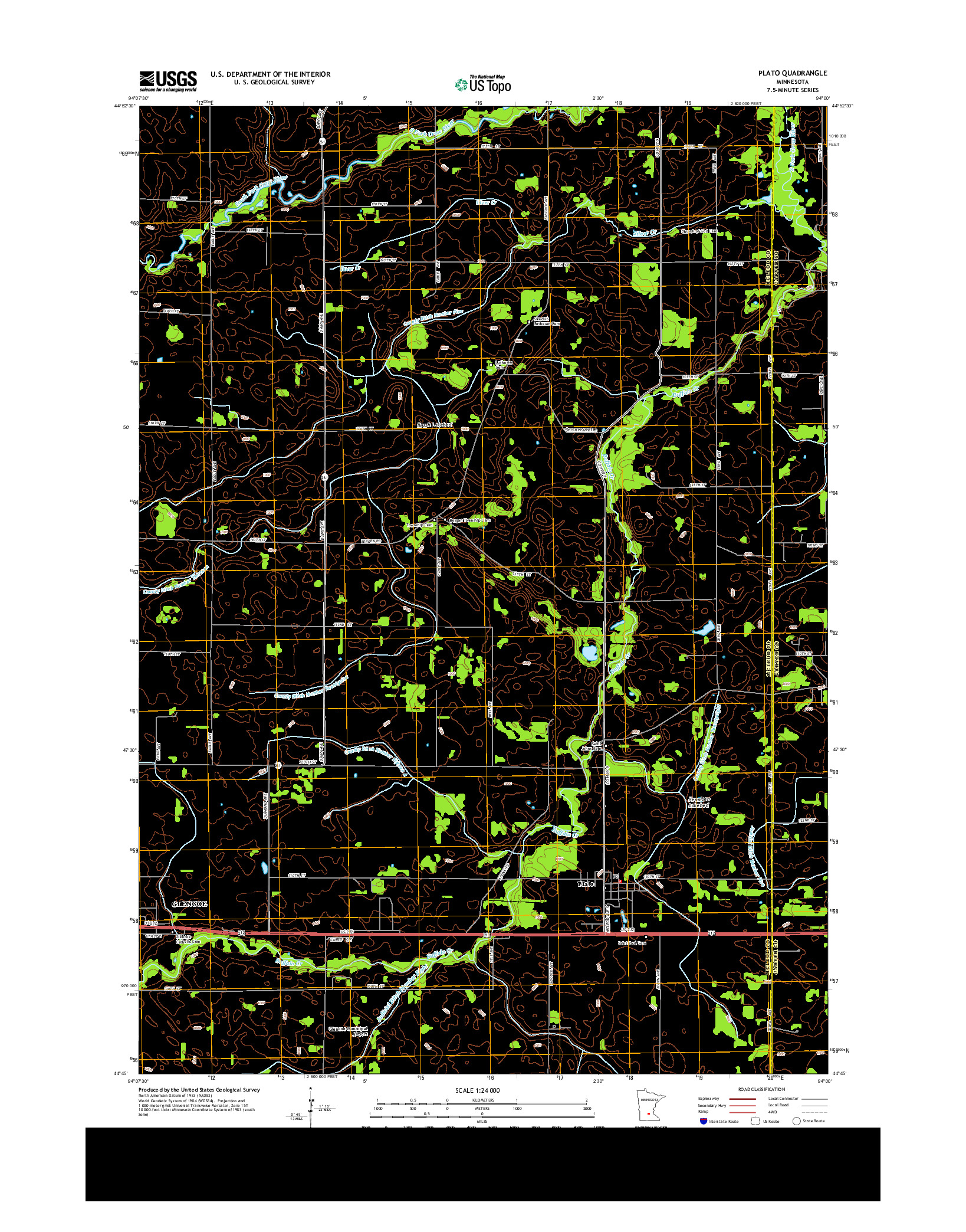 USGS US TOPO 7.5-MINUTE MAP FOR PLATO, MN 2013