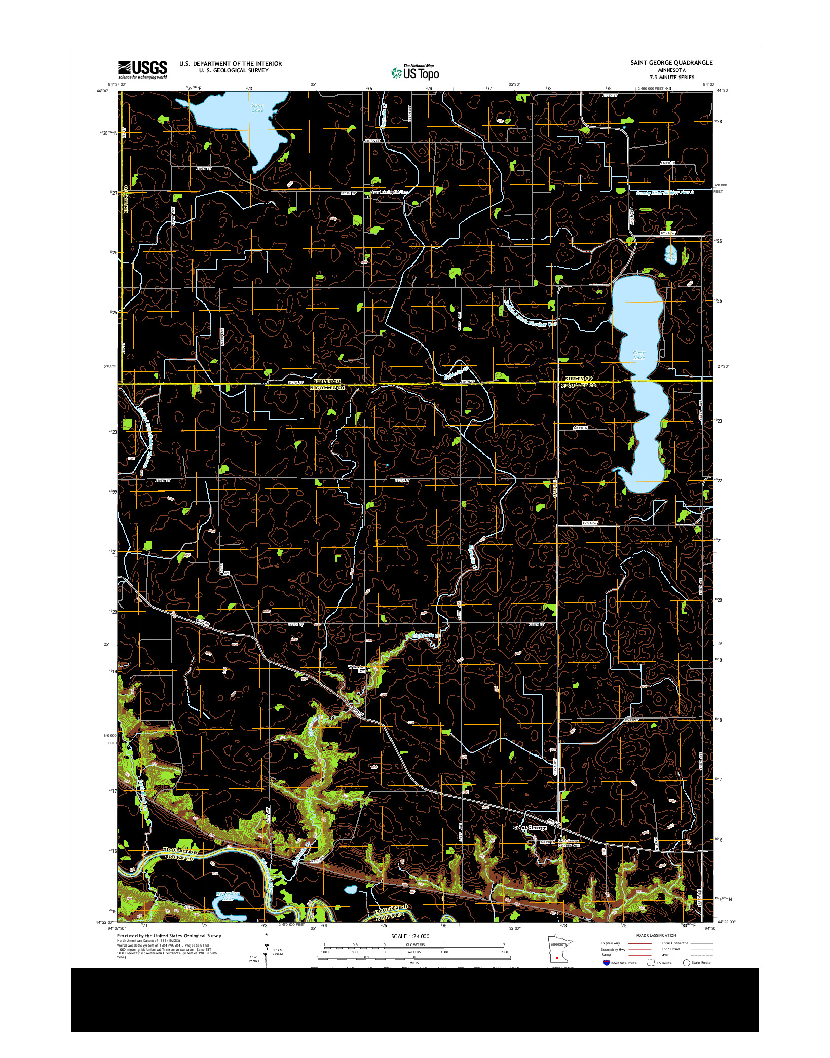 USGS US TOPO 7.5-MINUTE MAP FOR SAINT GEORGE, MN 2013