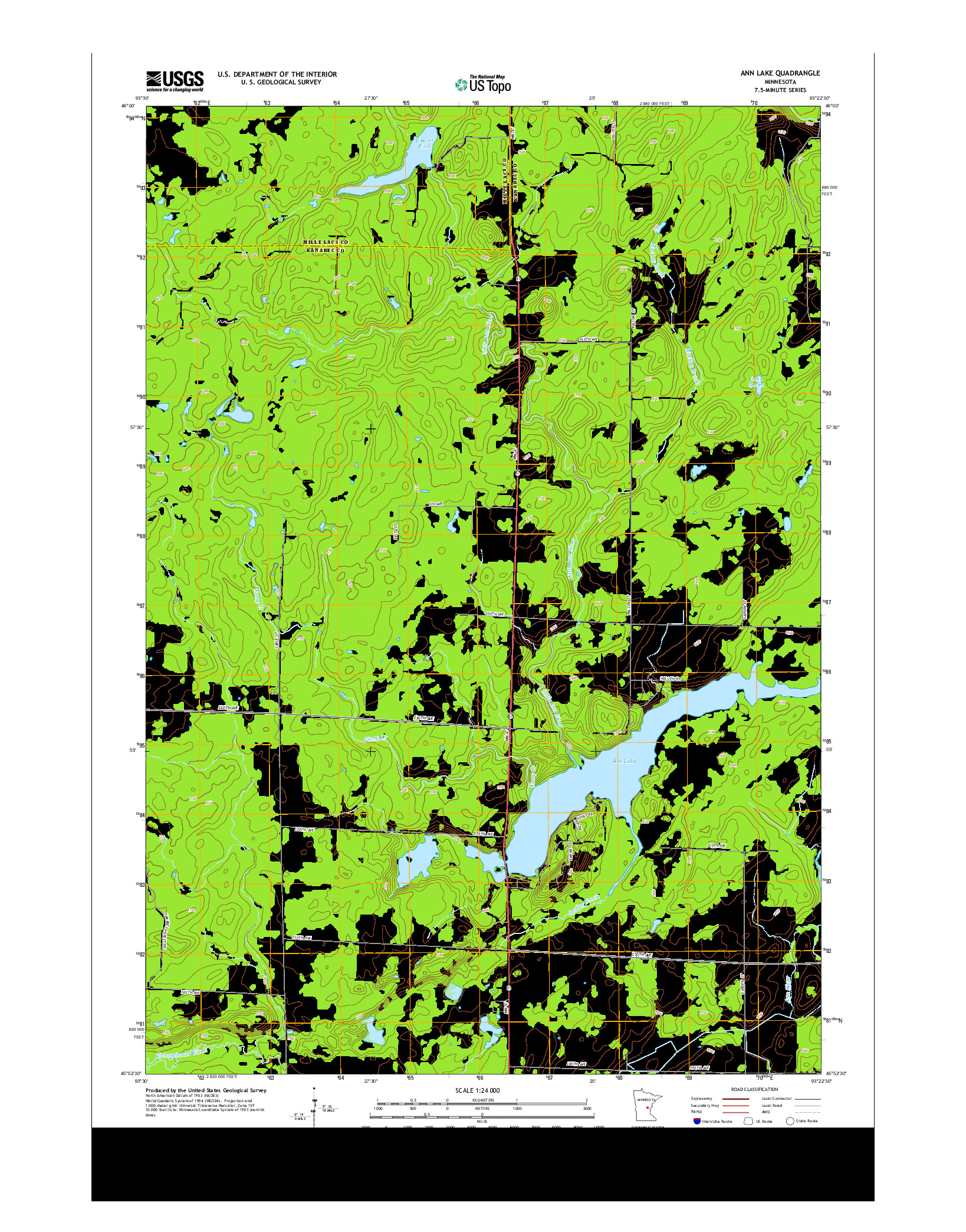 USGS US TOPO 7.5-MINUTE MAP FOR ANN LAKE, MN 2013