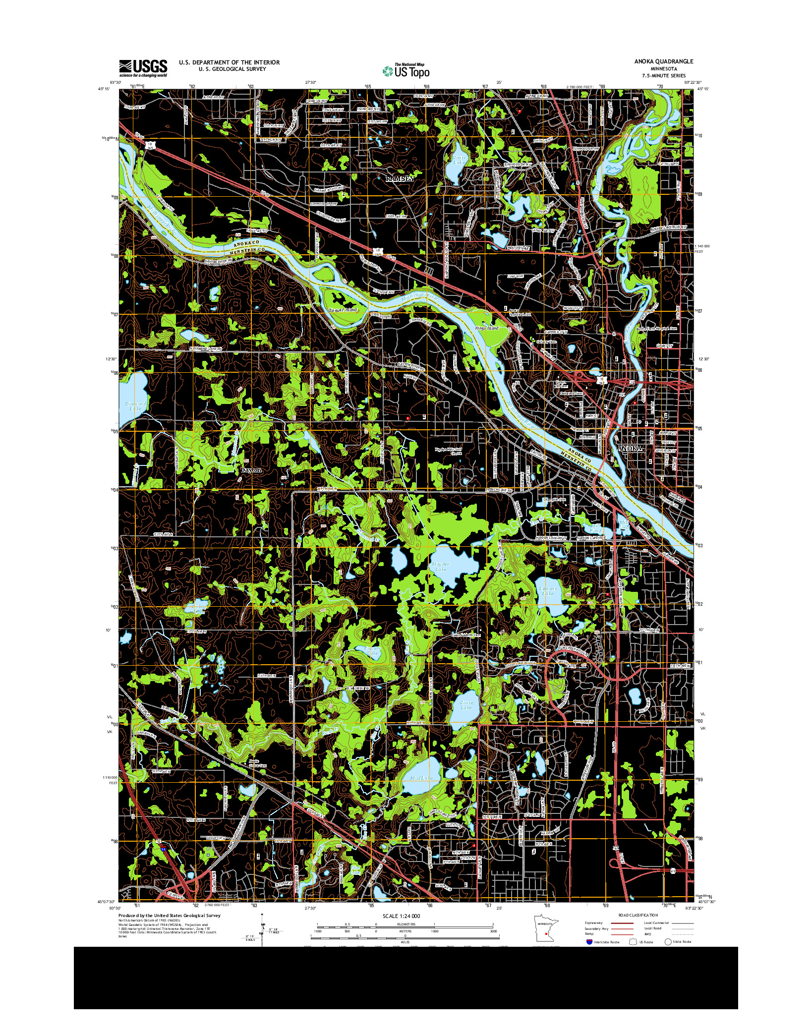 USGS US TOPO 7.5-MINUTE MAP FOR ANOKA, MN 2013