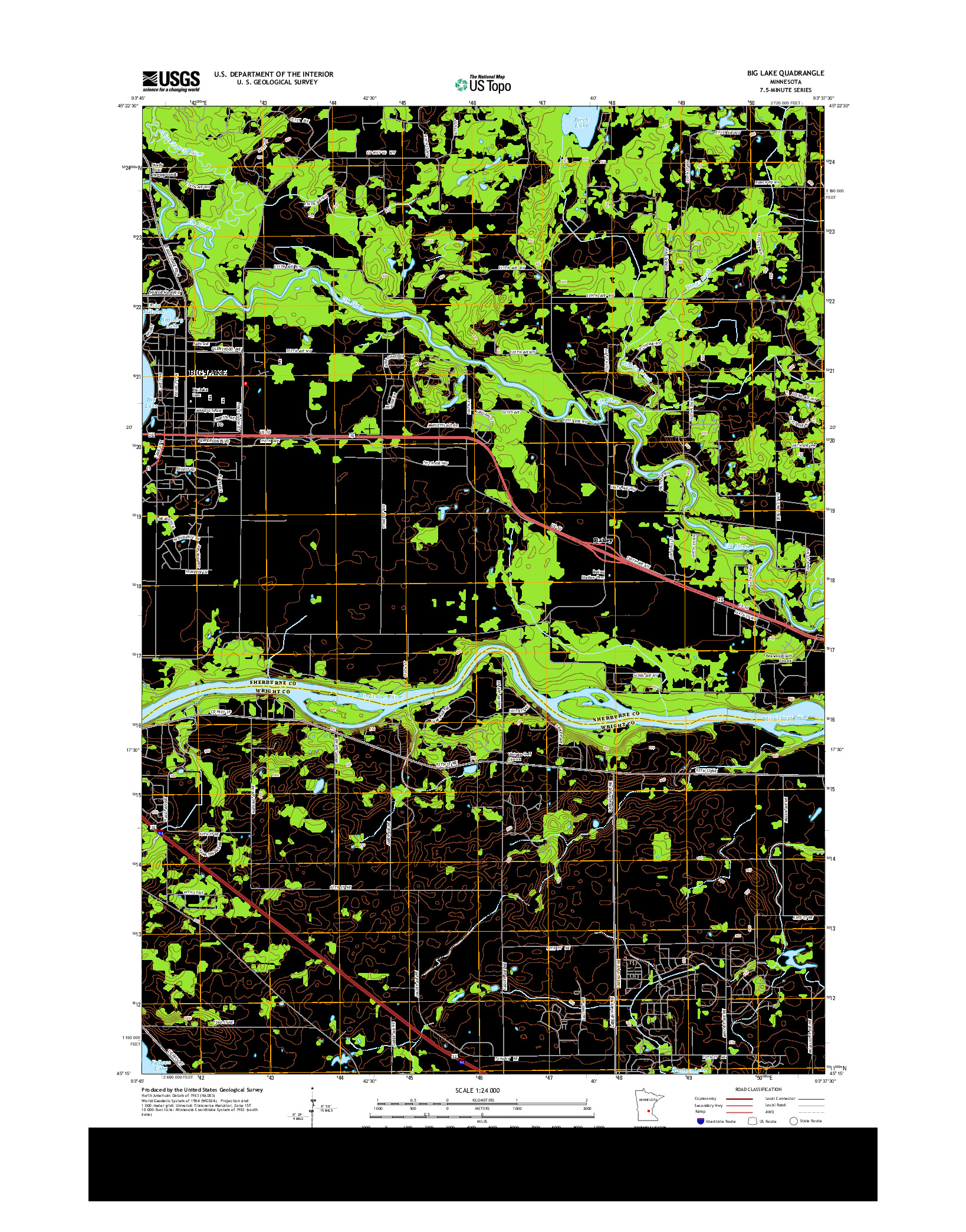 USGS US TOPO 7.5-MINUTE MAP FOR BIG LAKE, MN 2013