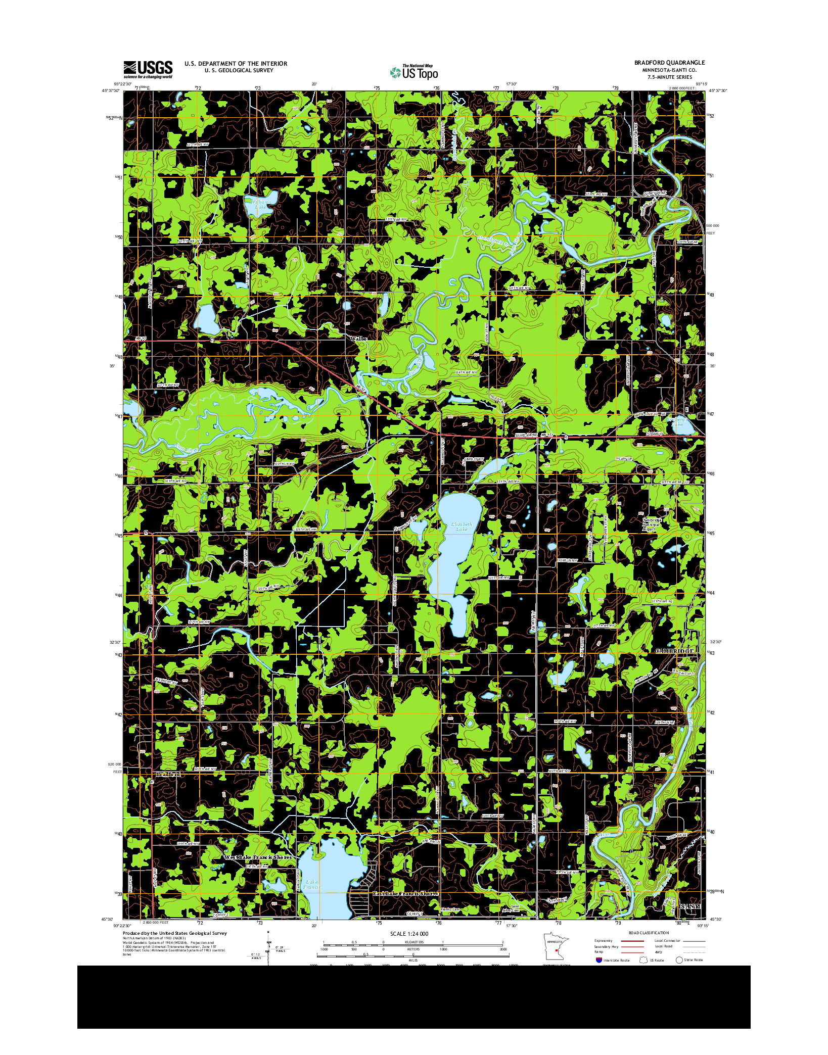 USGS US TOPO 7.5-MINUTE MAP FOR BRADFORD, MN 2013