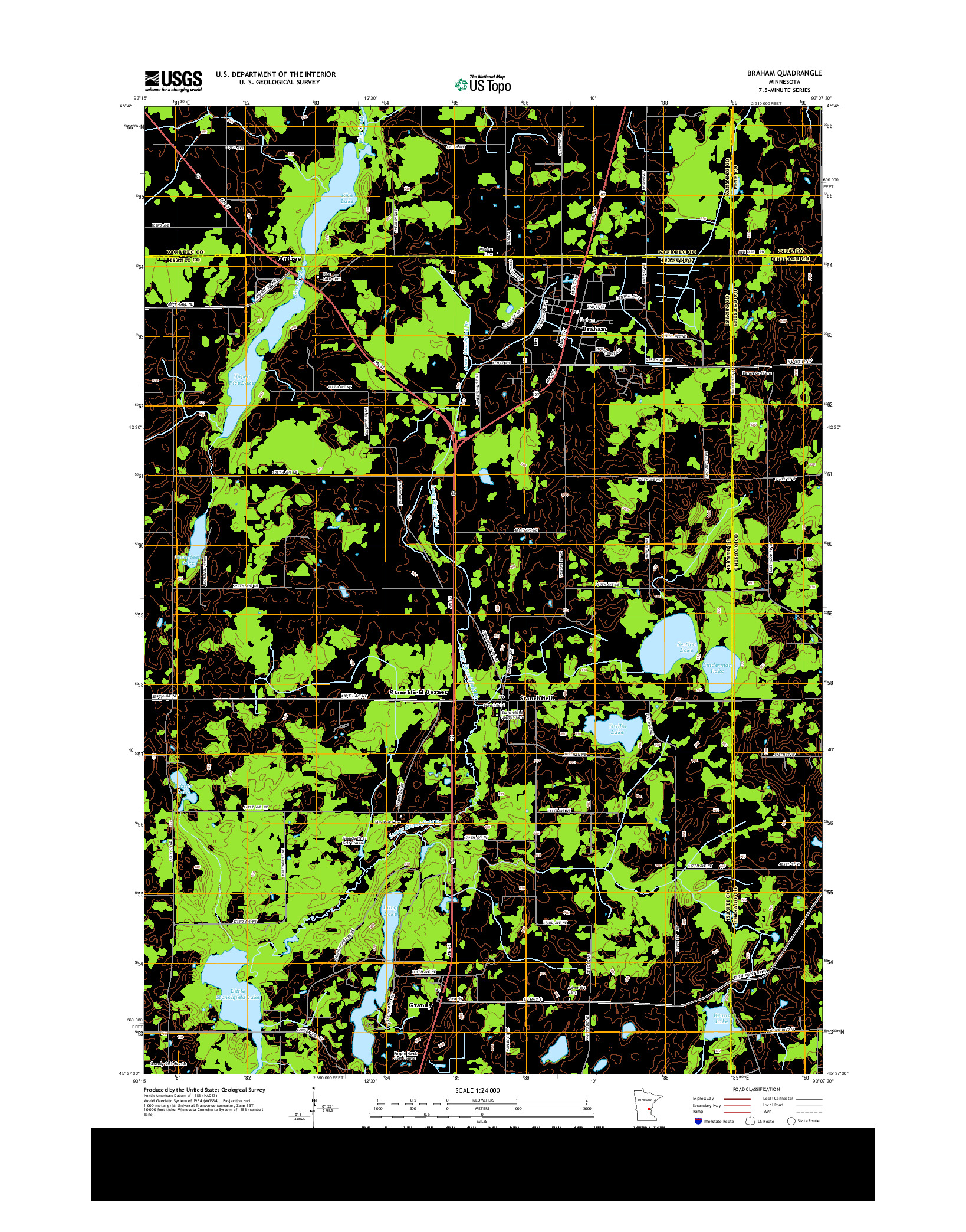 USGS US TOPO 7.5-MINUTE MAP FOR BRAHAM, MN 2013