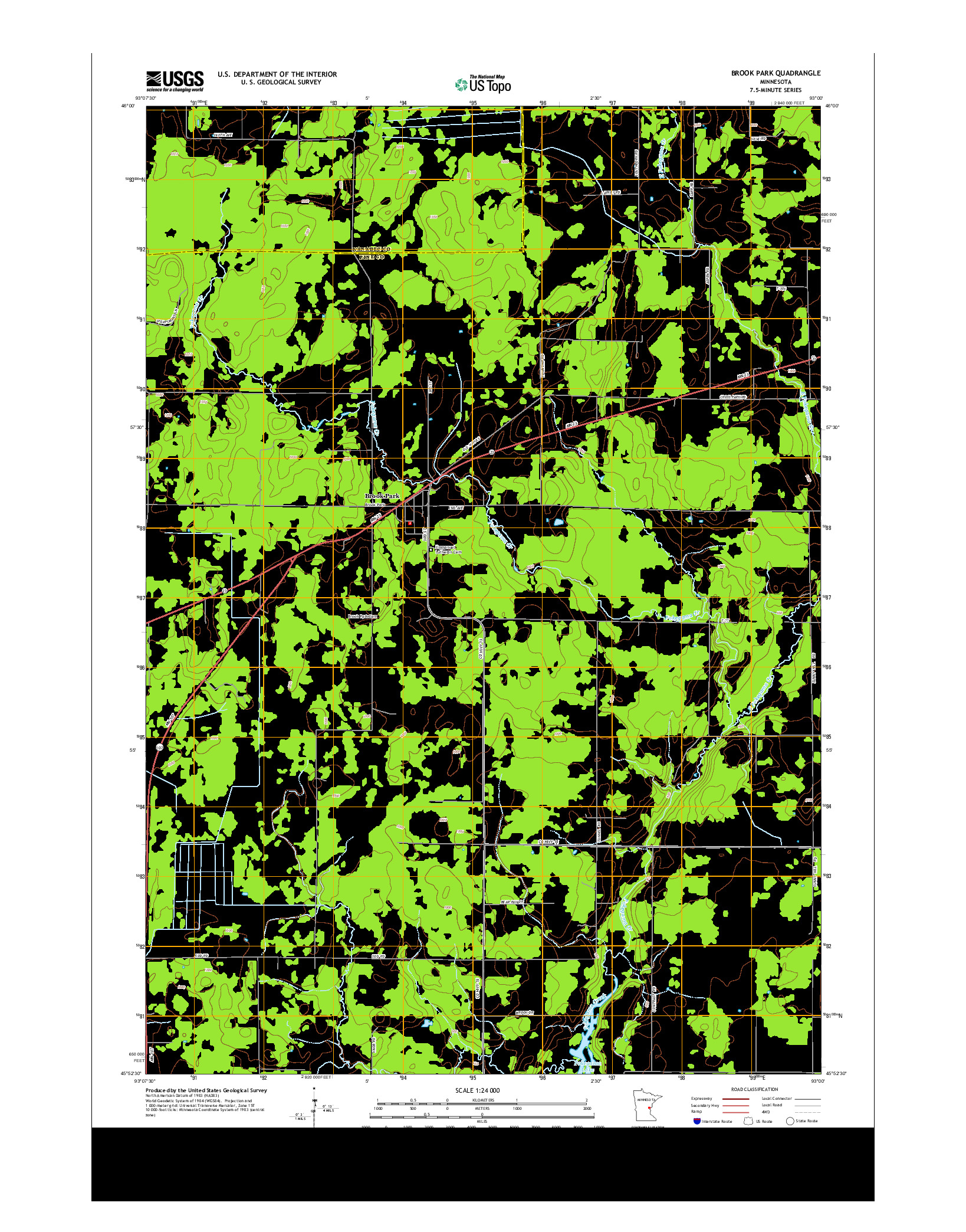 USGS US TOPO 7.5-MINUTE MAP FOR BROOK PARK, MN 2013