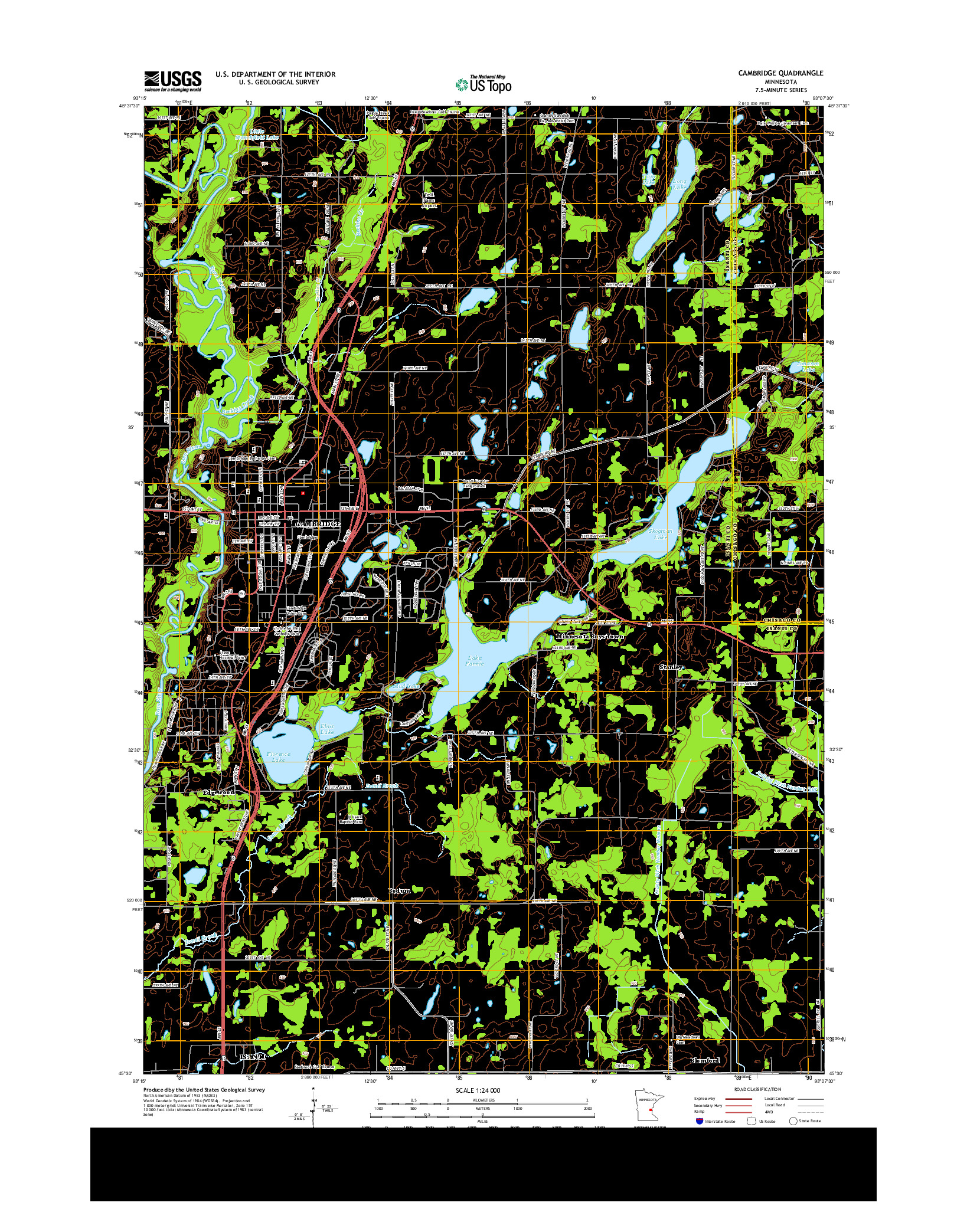 USGS US TOPO 7.5-MINUTE MAP FOR CAMBRIDGE, MN 2013