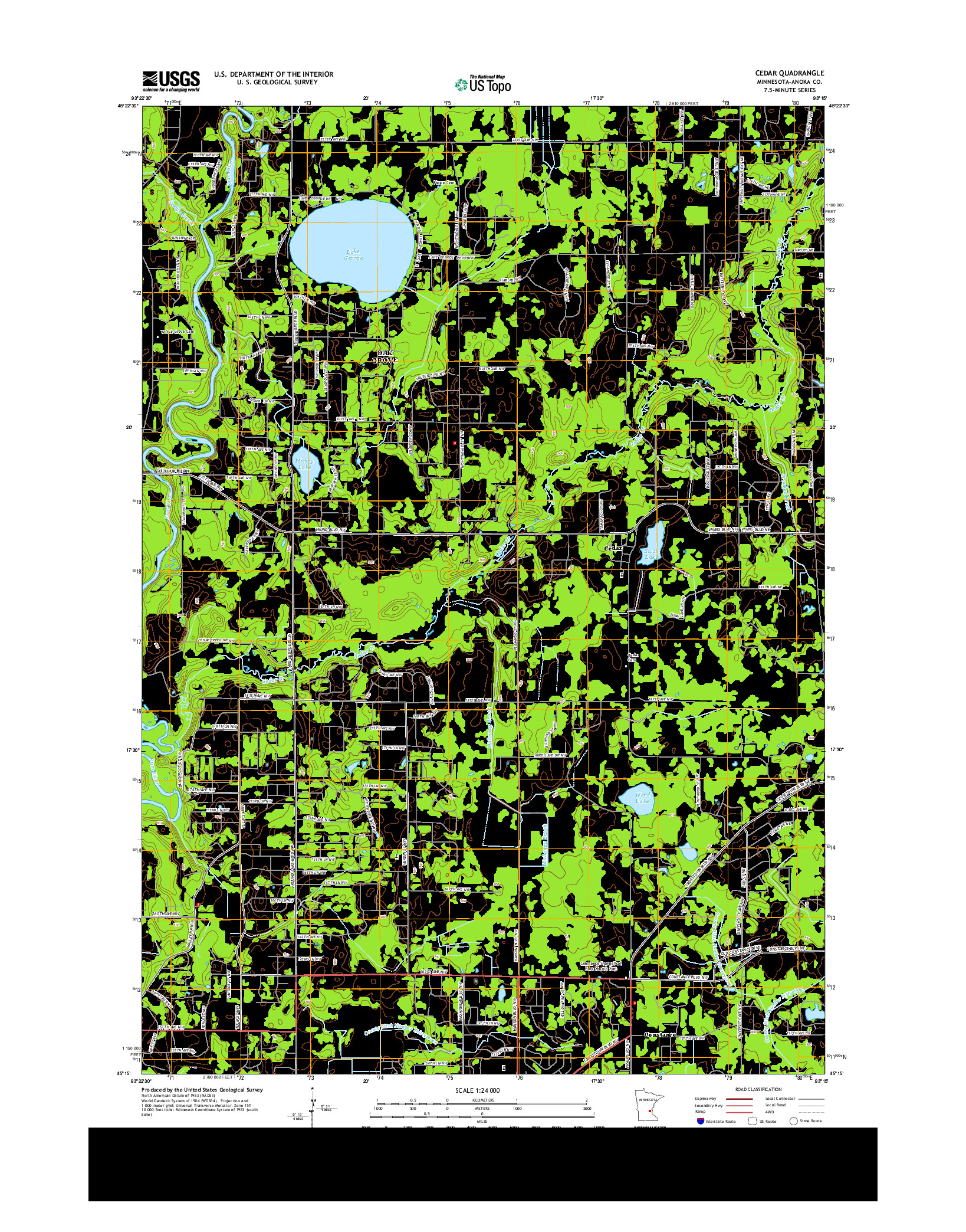 USGS US TOPO 7.5-MINUTE MAP FOR CEDAR, MN 2013