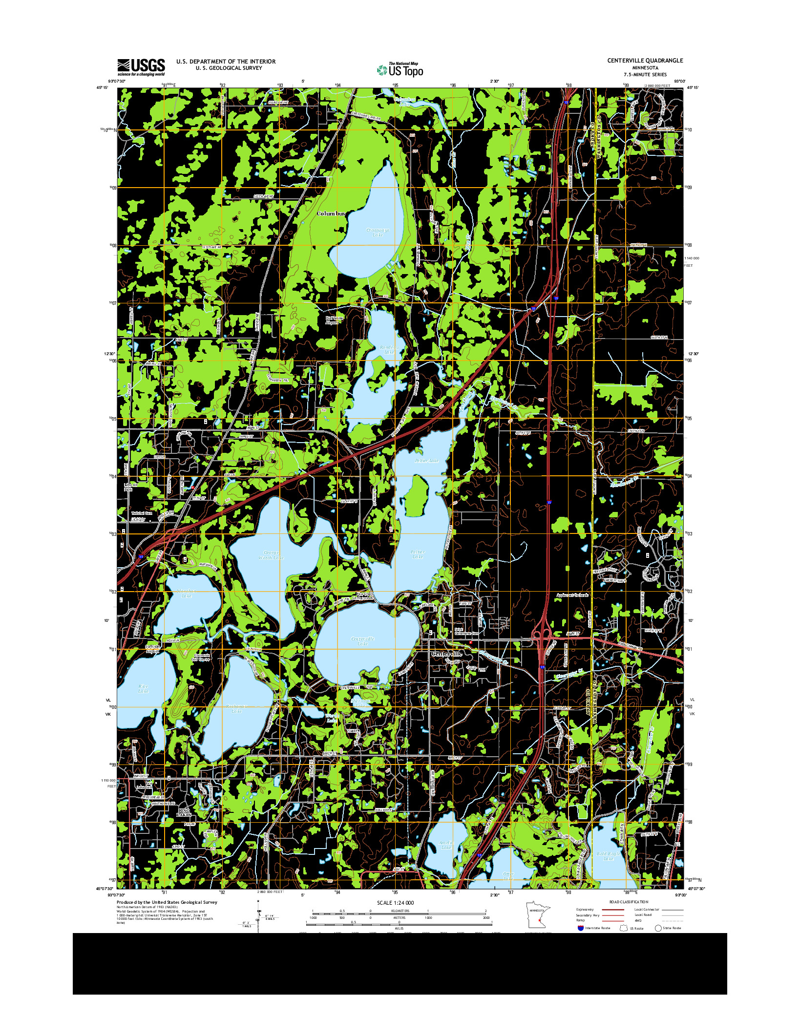 USGS US TOPO 7.5-MINUTE MAP FOR CENTERVILLE, MN 2013