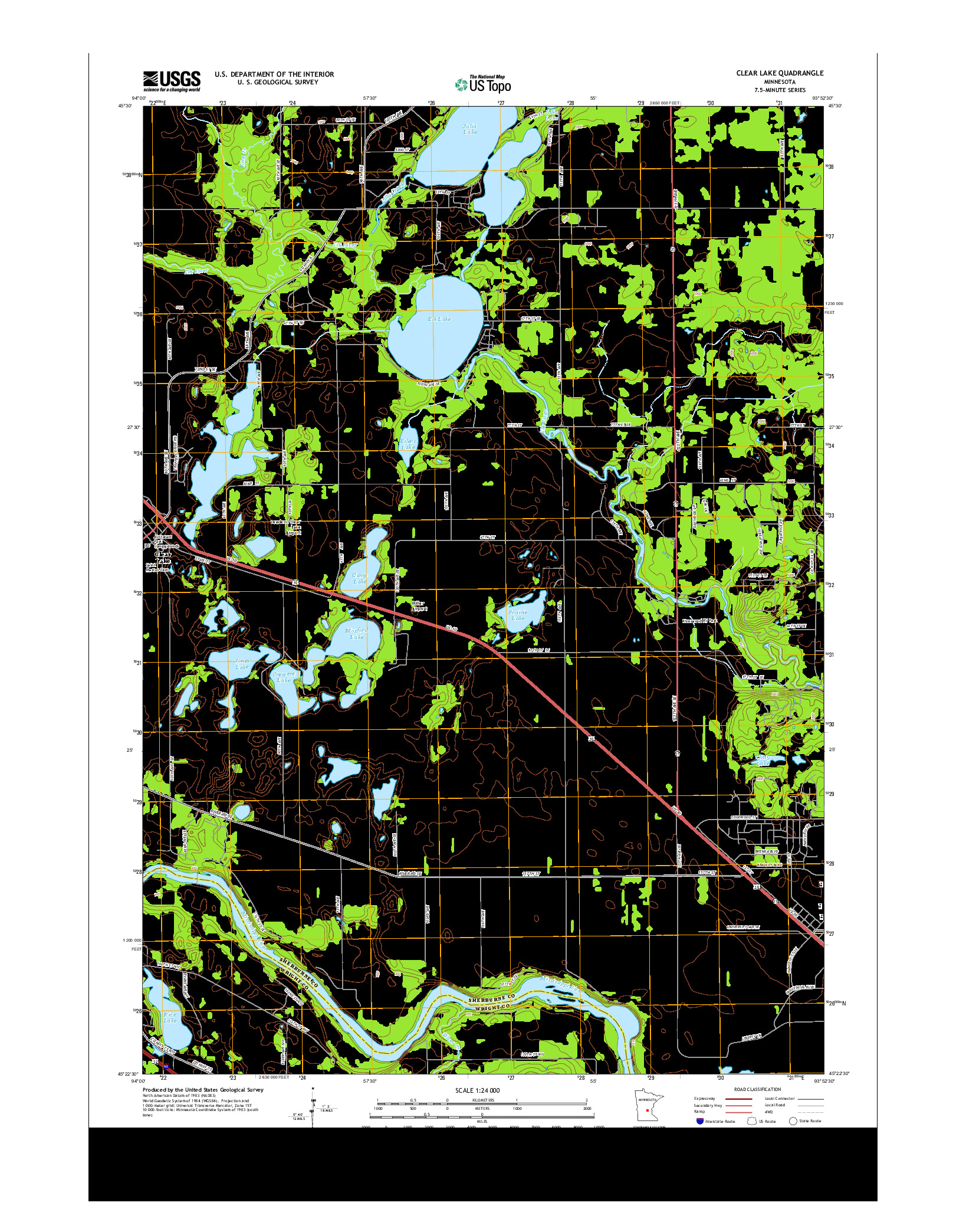 USGS US TOPO 7.5-MINUTE MAP FOR CLEAR LAKE, MN 2013