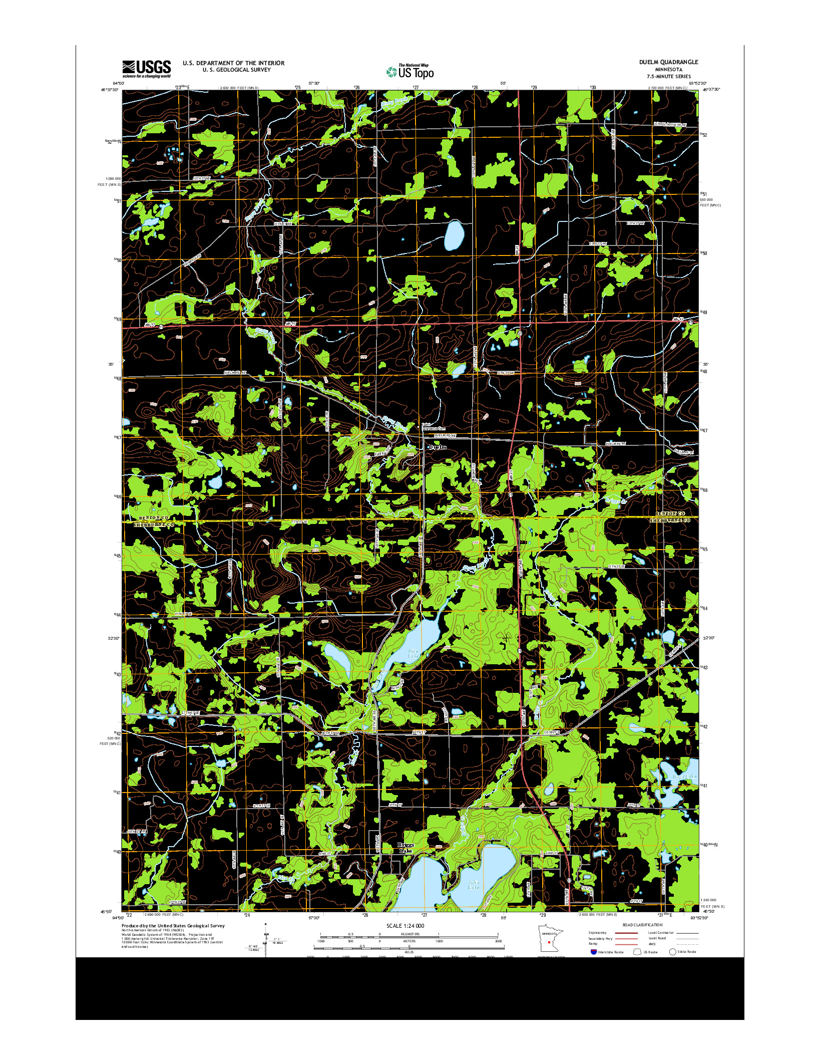 USGS US TOPO 7.5-MINUTE MAP FOR DUELM, MN 2013