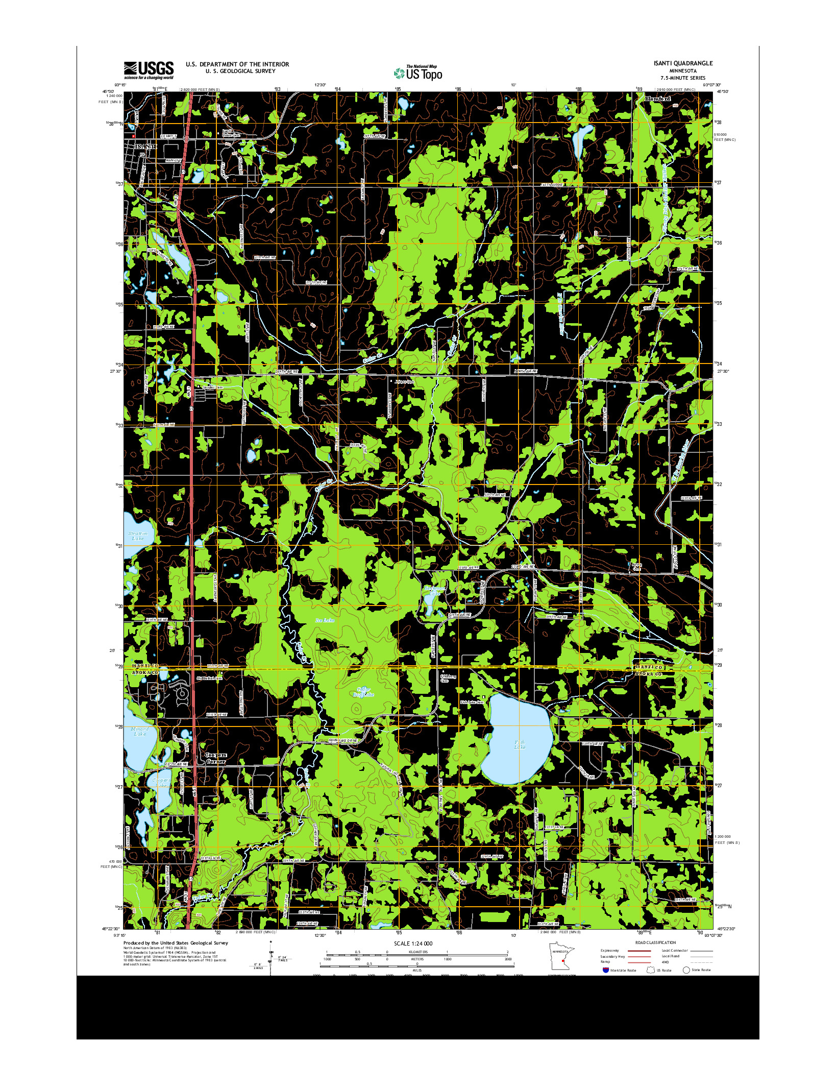 USGS US TOPO 7.5-MINUTE MAP FOR ISANTI, MN 2013