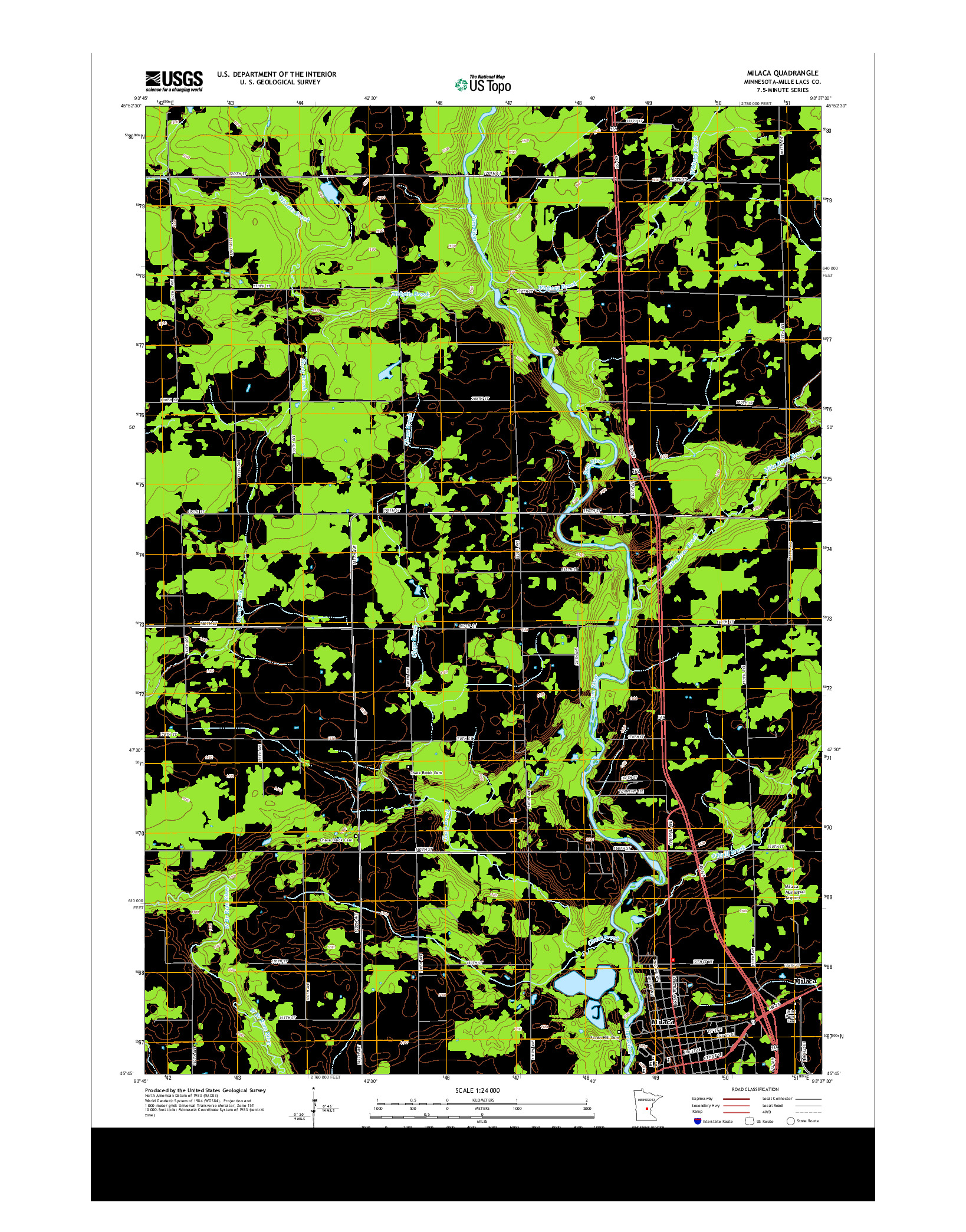 USGS US TOPO 7.5-MINUTE MAP FOR MILACA, MN 2013
