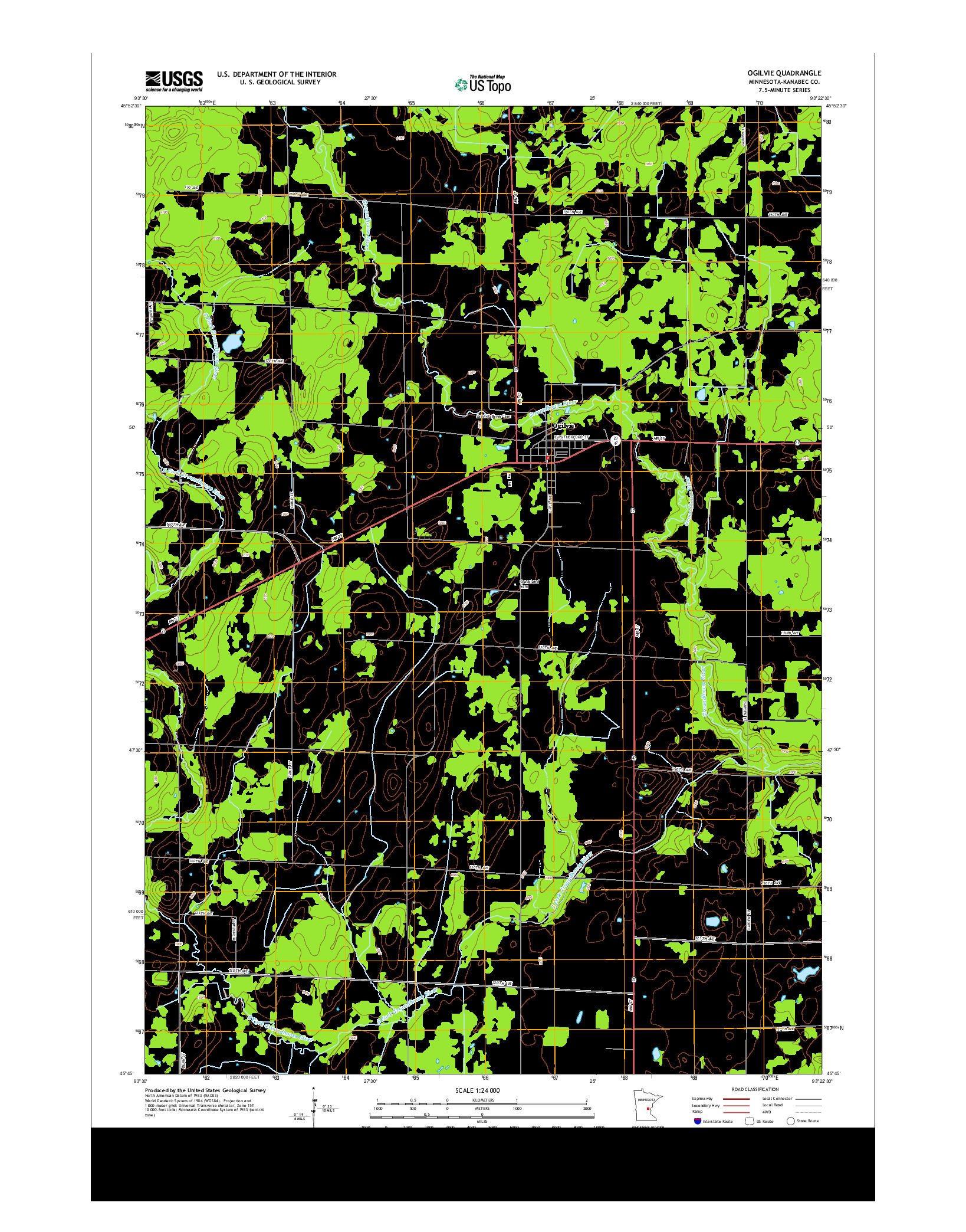 USGS US TOPO 7.5-MINUTE MAP FOR OGILVIE, MN 2013