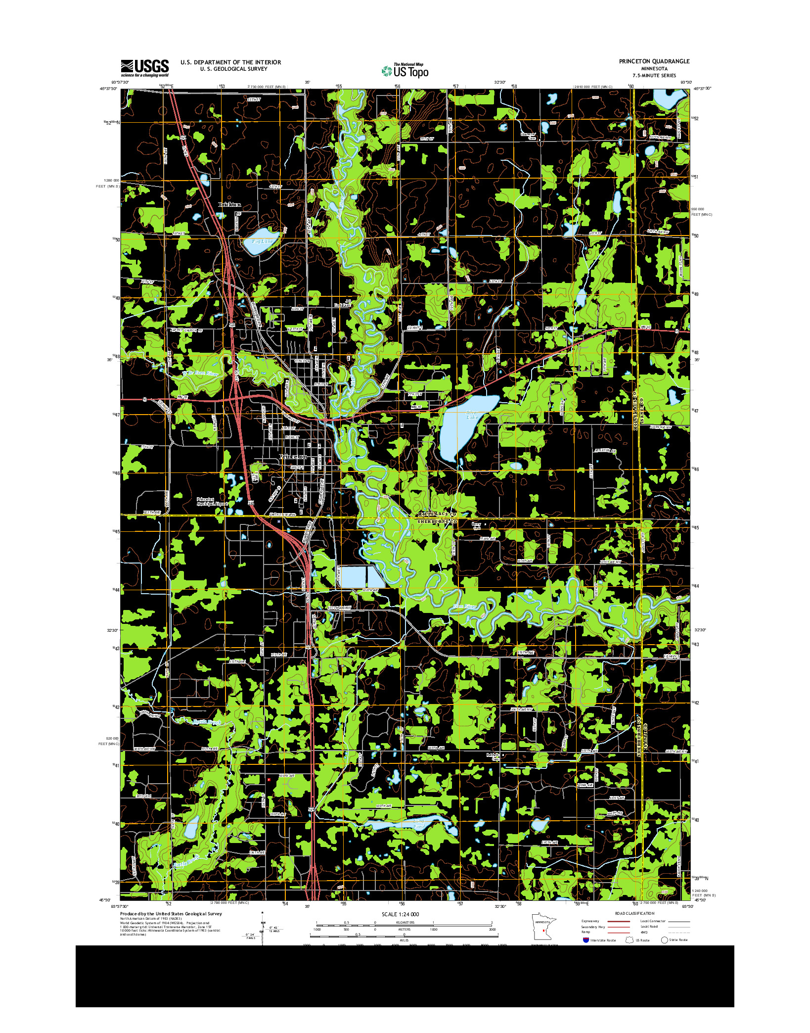 USGS US TOPO 7.5-MINUTE MAP FOR PRINCETON, MN 2013
