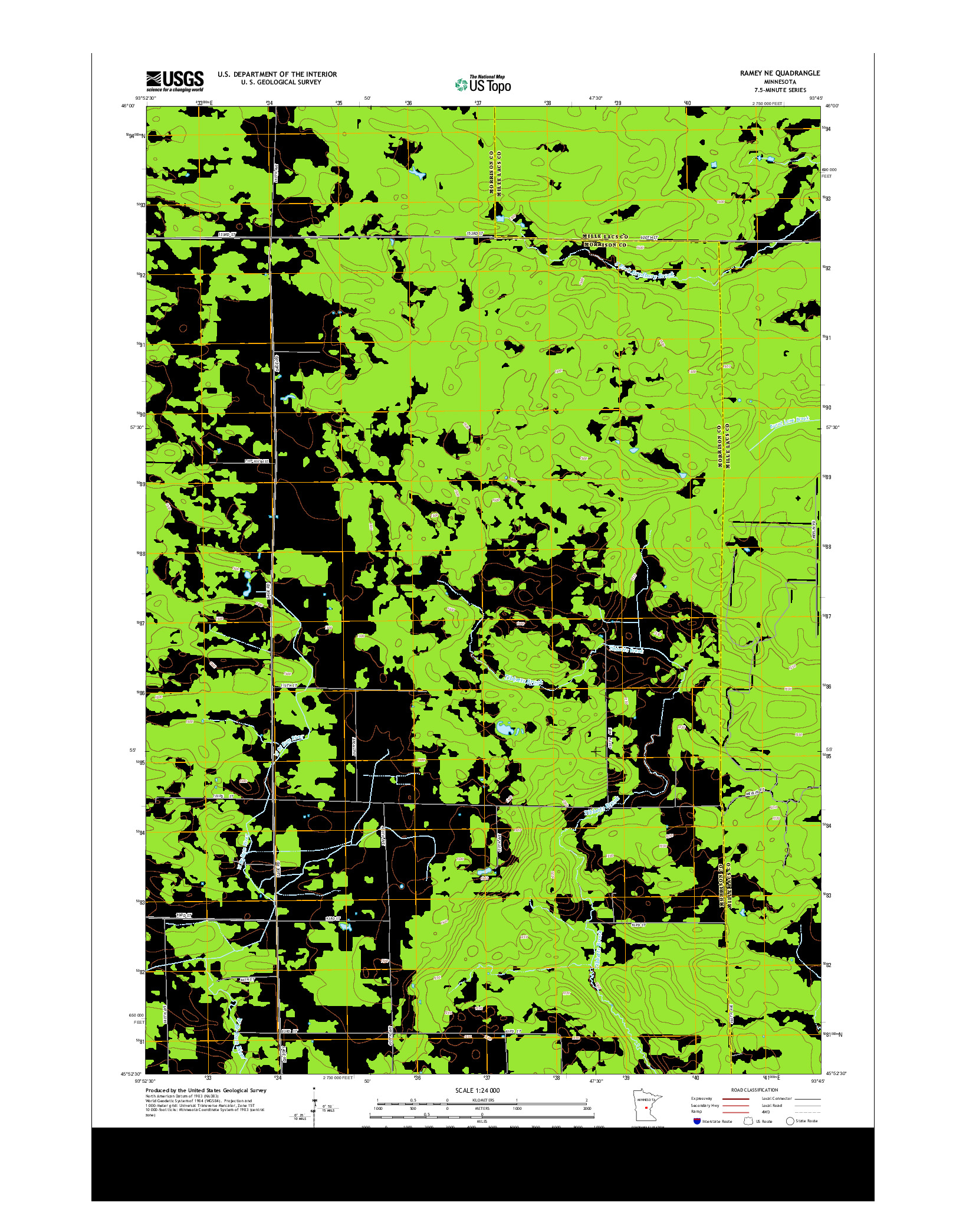 USGS US TOPO 7.5-MINUTE MAP FOR RAMEY NE, MN 2013