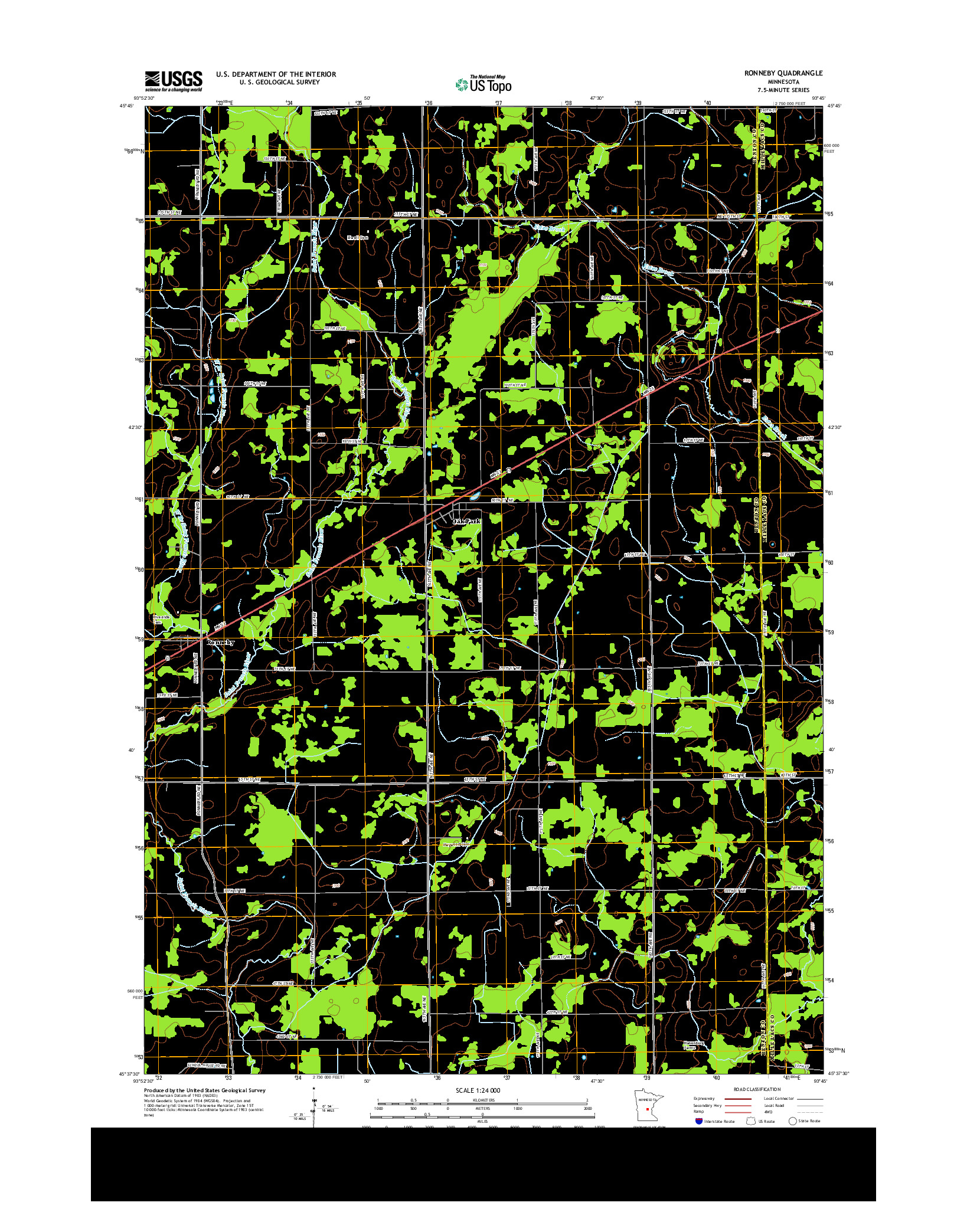 USGS US TOPO 7.5-MINUTE MAP FOR RONNEBY, MN 2013