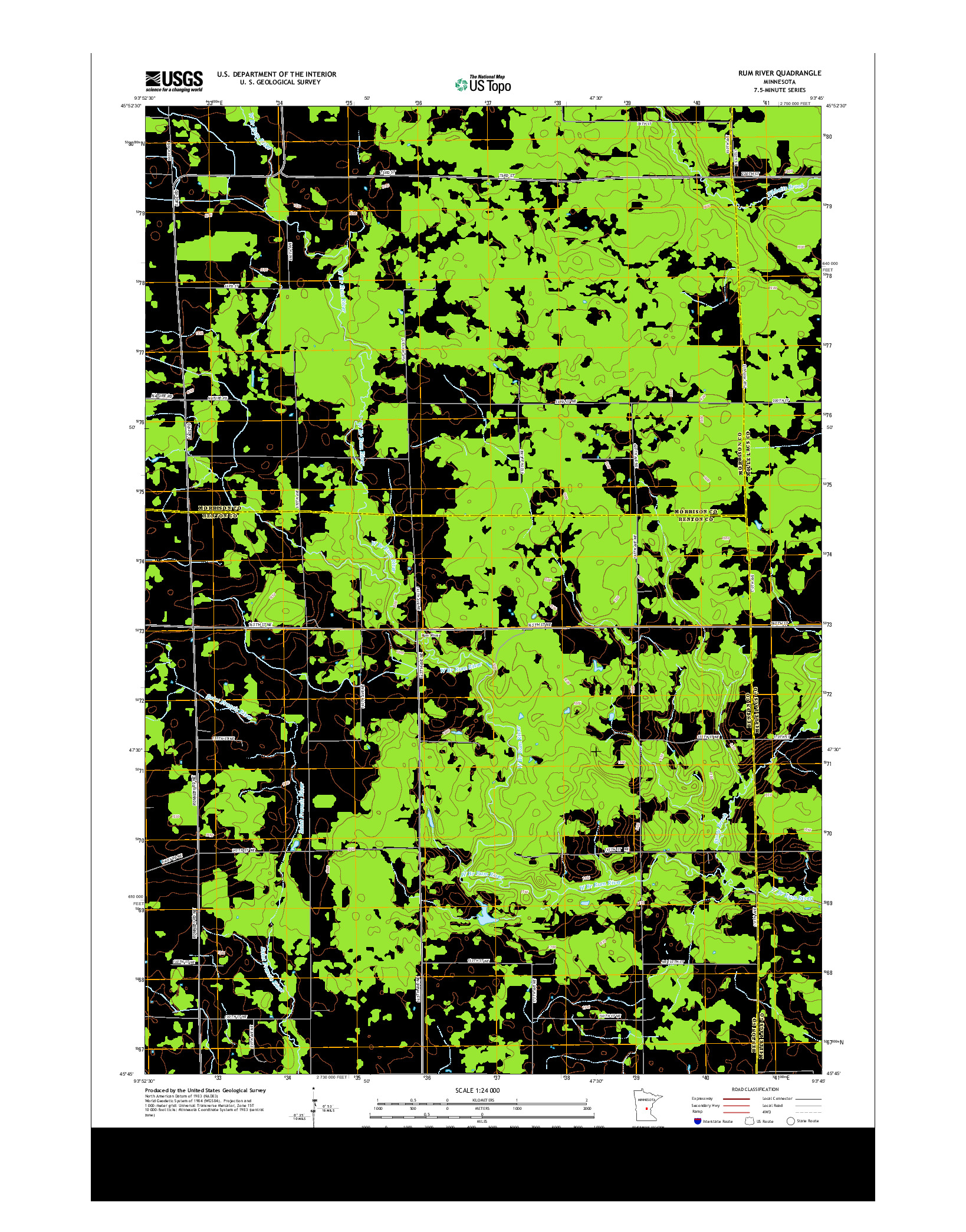 USGS US TOPO 7.5-MINUTE MAP FOR RUM RIVER, MN 2013