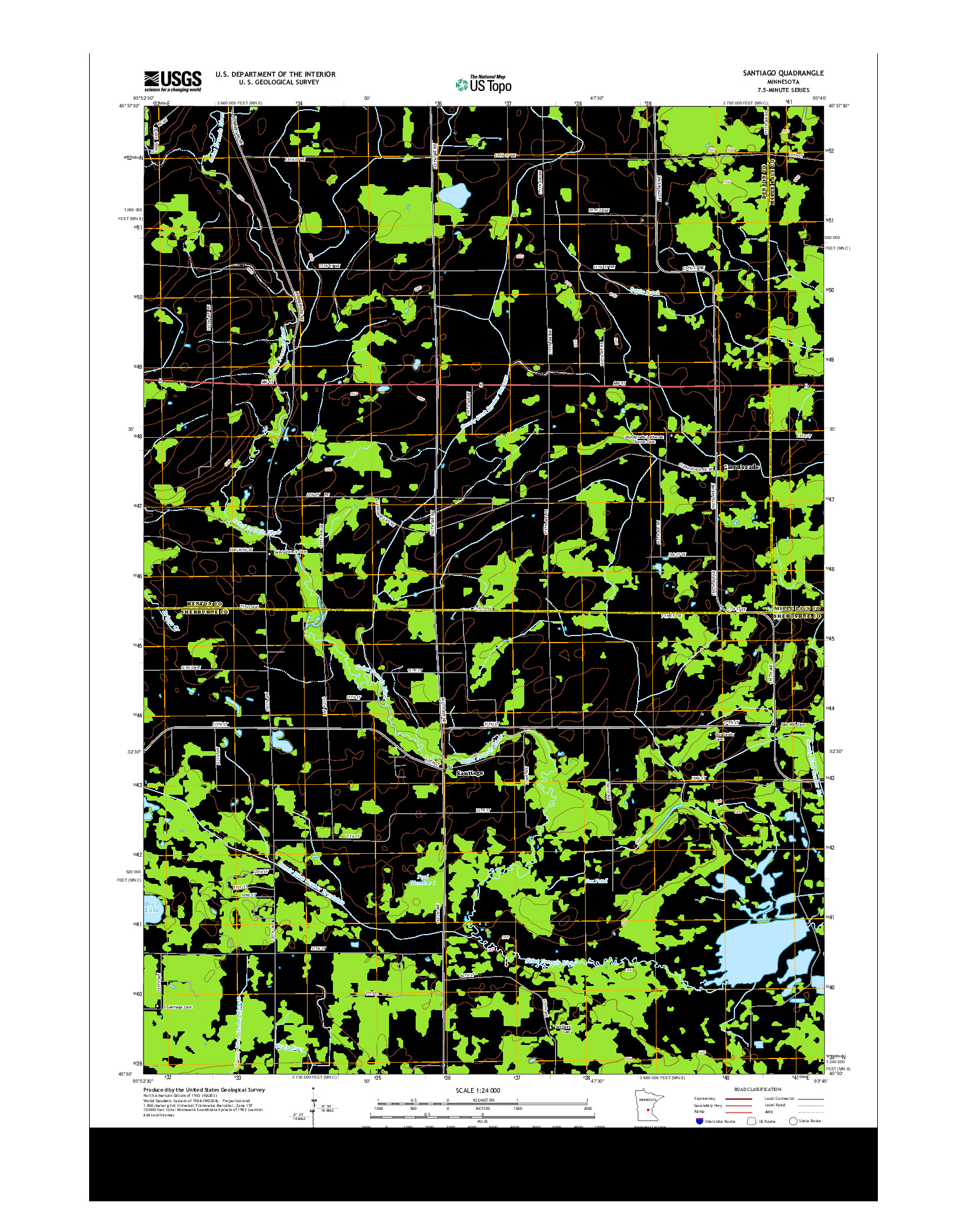 USGS US TOPO 7.5-MINUTE MAP FOR SANTIAGO, MN 2013