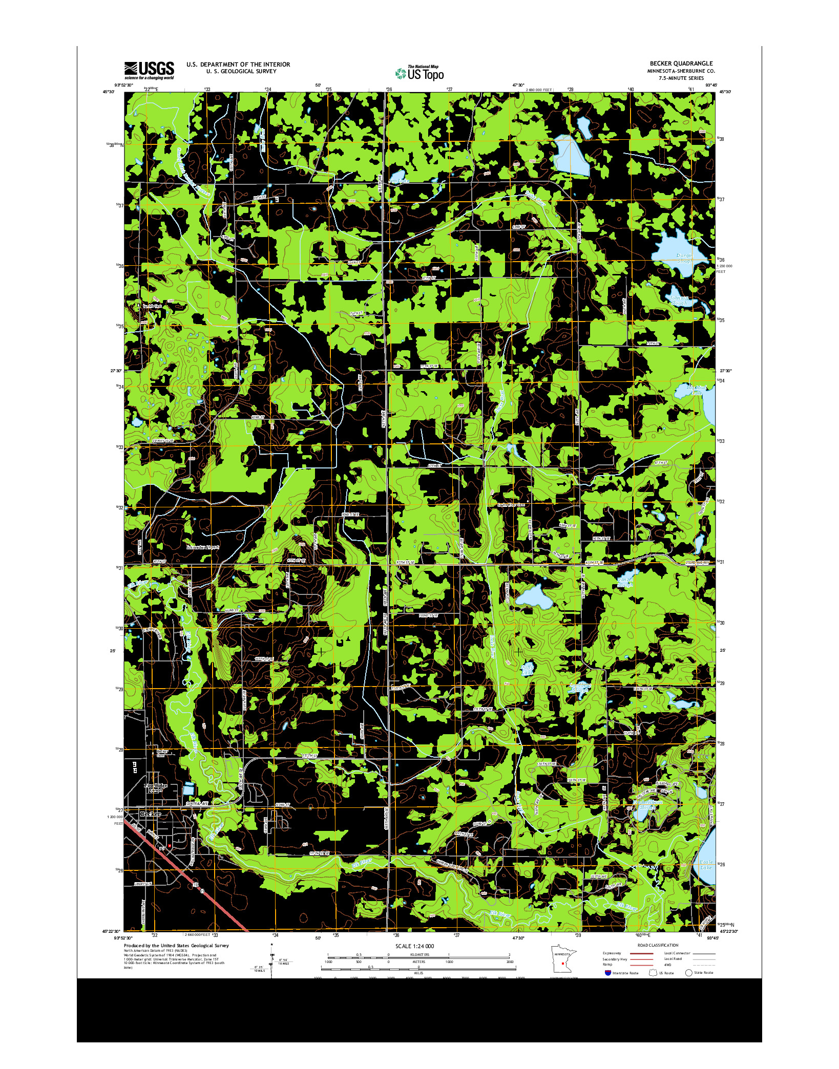 USGS US TOPO 7.5-MINUTE MAP FOR BECKER, MN 2013