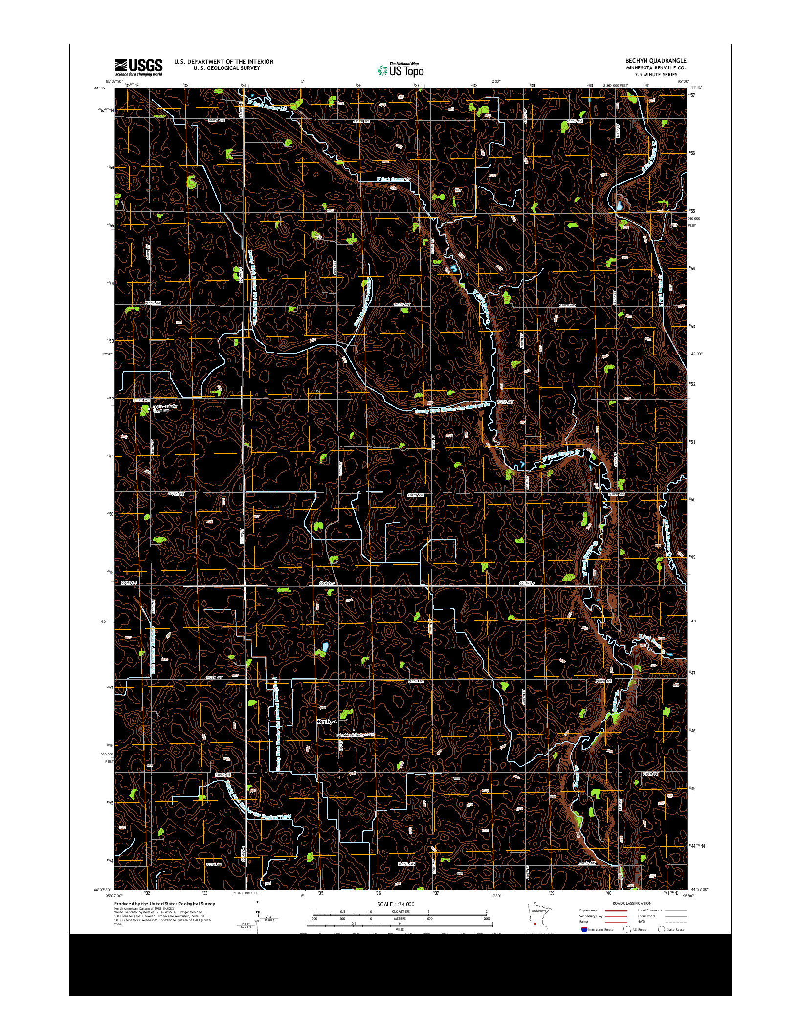 USGS US TOPO 7.5-MINUTE MAP FOR BECHYN, MN 2013