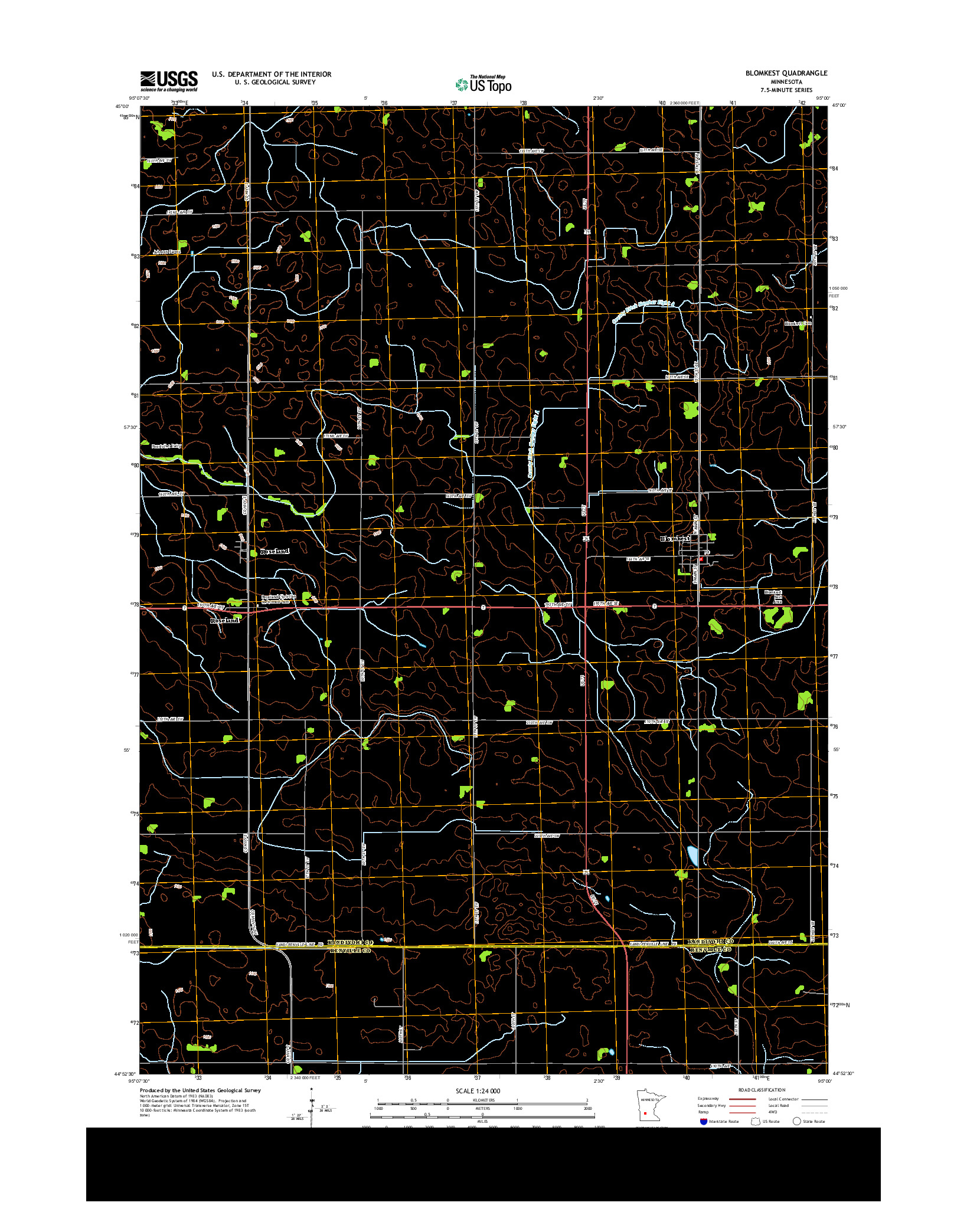 USGS US TOPO 7.5-MINUTE MAP FOR BLOMKEST, MN 2013