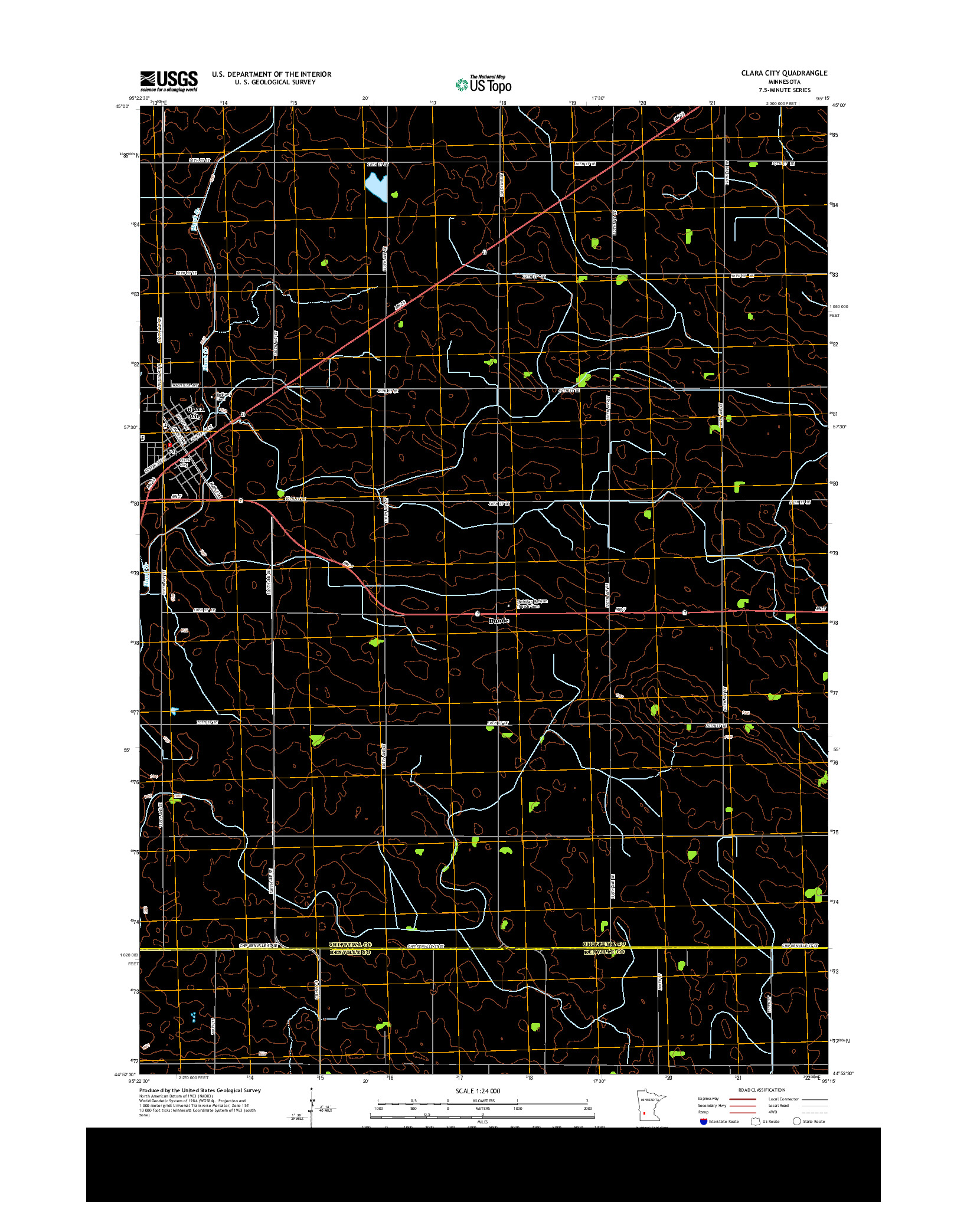 USGS US TOPO 7.5-MINUTE MAP FOR CLARA CITY, MN 2013