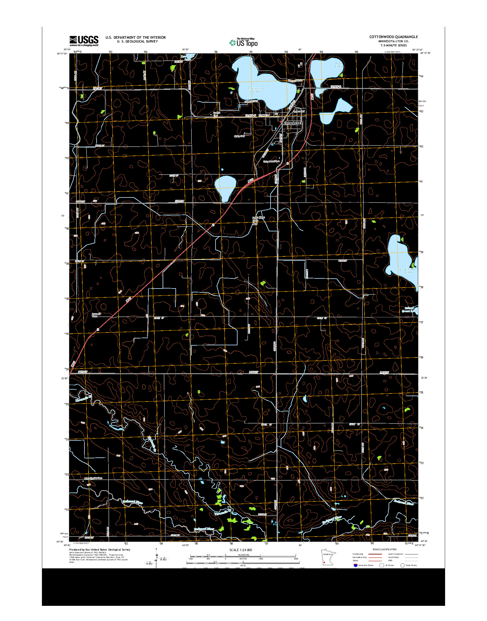 USGS US TOPO 7.5-MINUTE MAP FOR COTTONWOOD, MN 2013