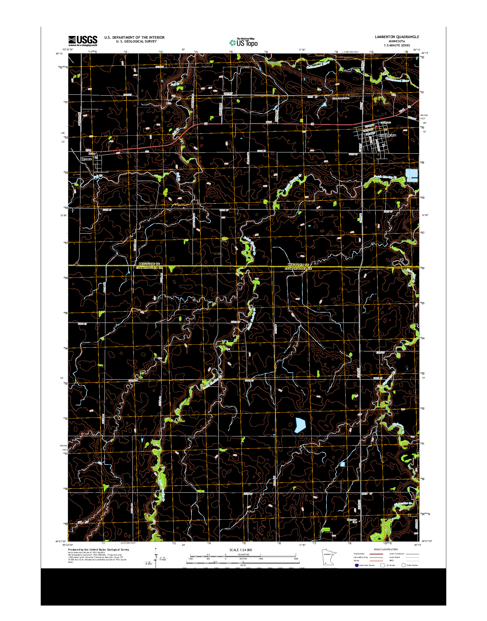 USGS US TOPO 7.5-MINUTE MAP FOR LAMBERTON, MN 2013
