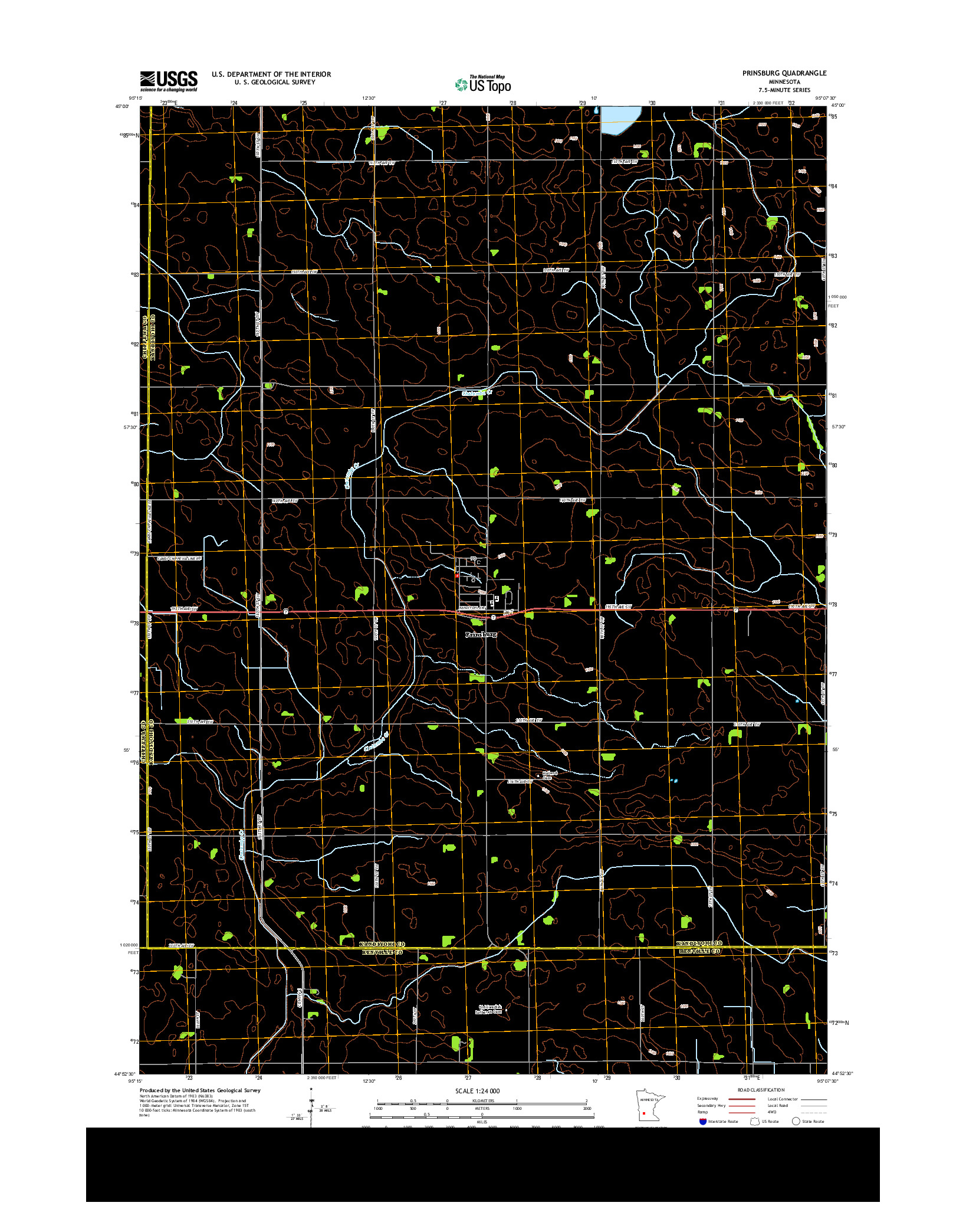 USGS US TOPO 7.5-MINUTE MAP FOR PRINSBURG, MN 2013