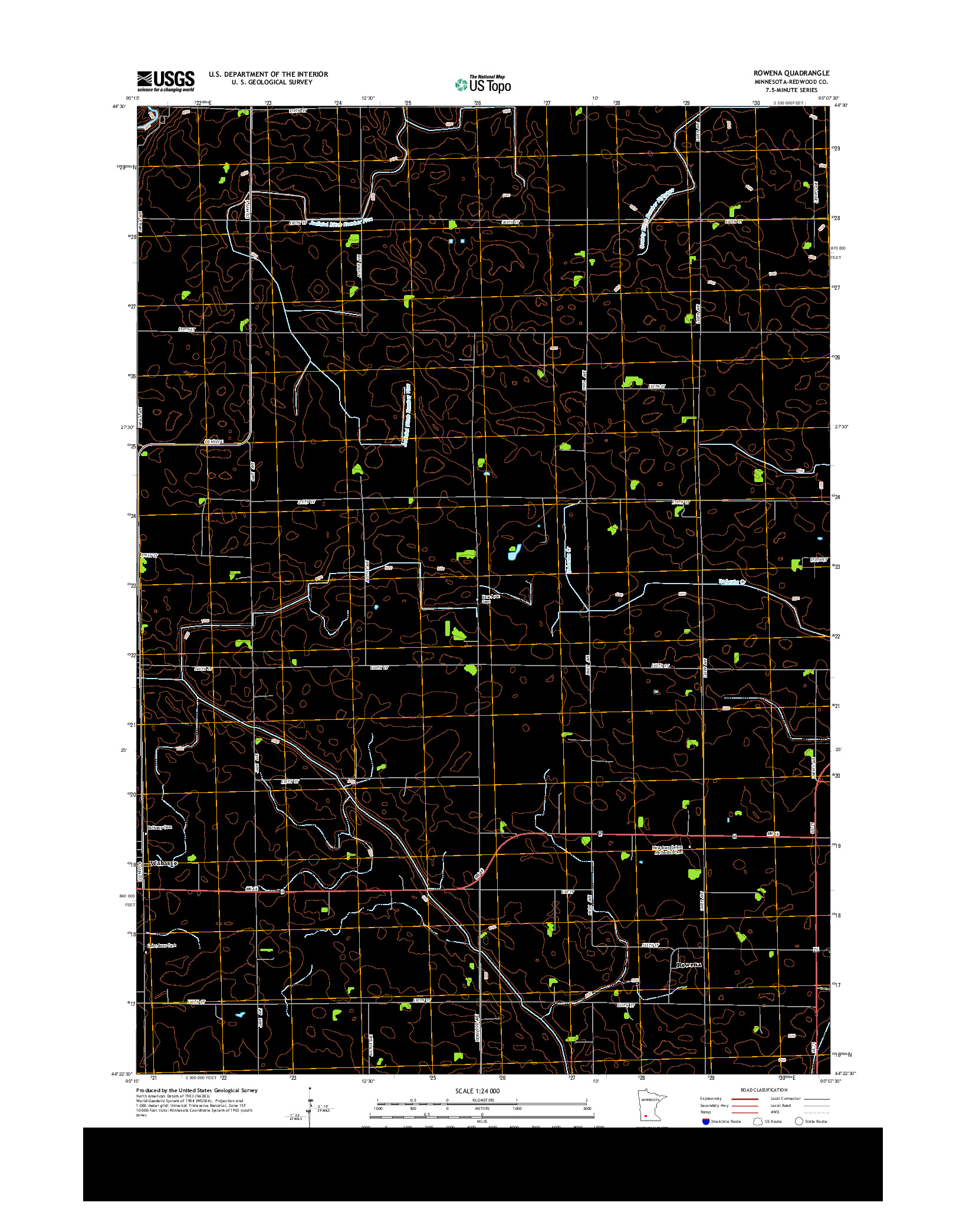 USGS US TOPO 7.5-MINUTE MAP FOR ROWENA, MN 2013