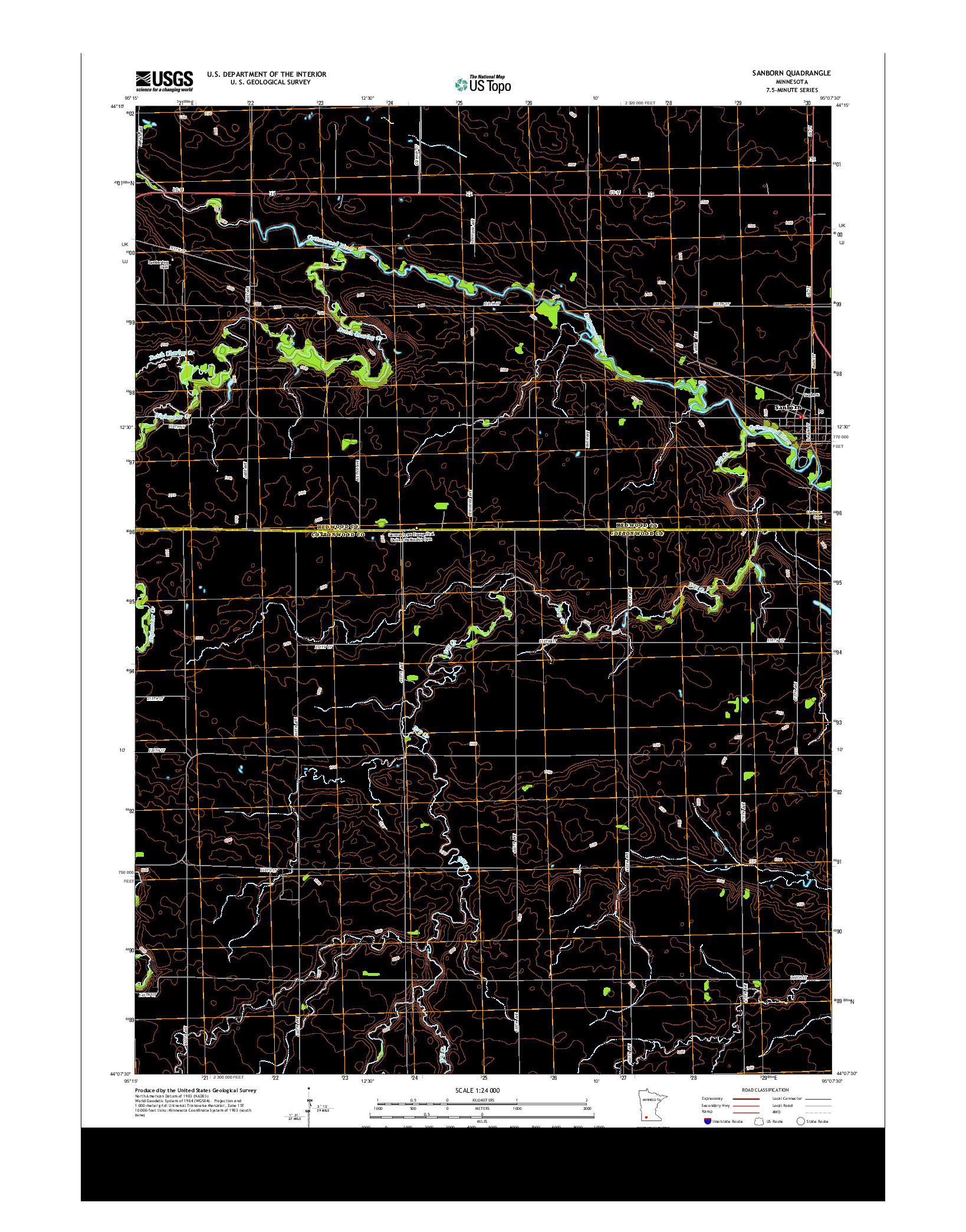 USGS US TOPO 7.5-MINUTE MAP FOR SANBORN, MN 2013