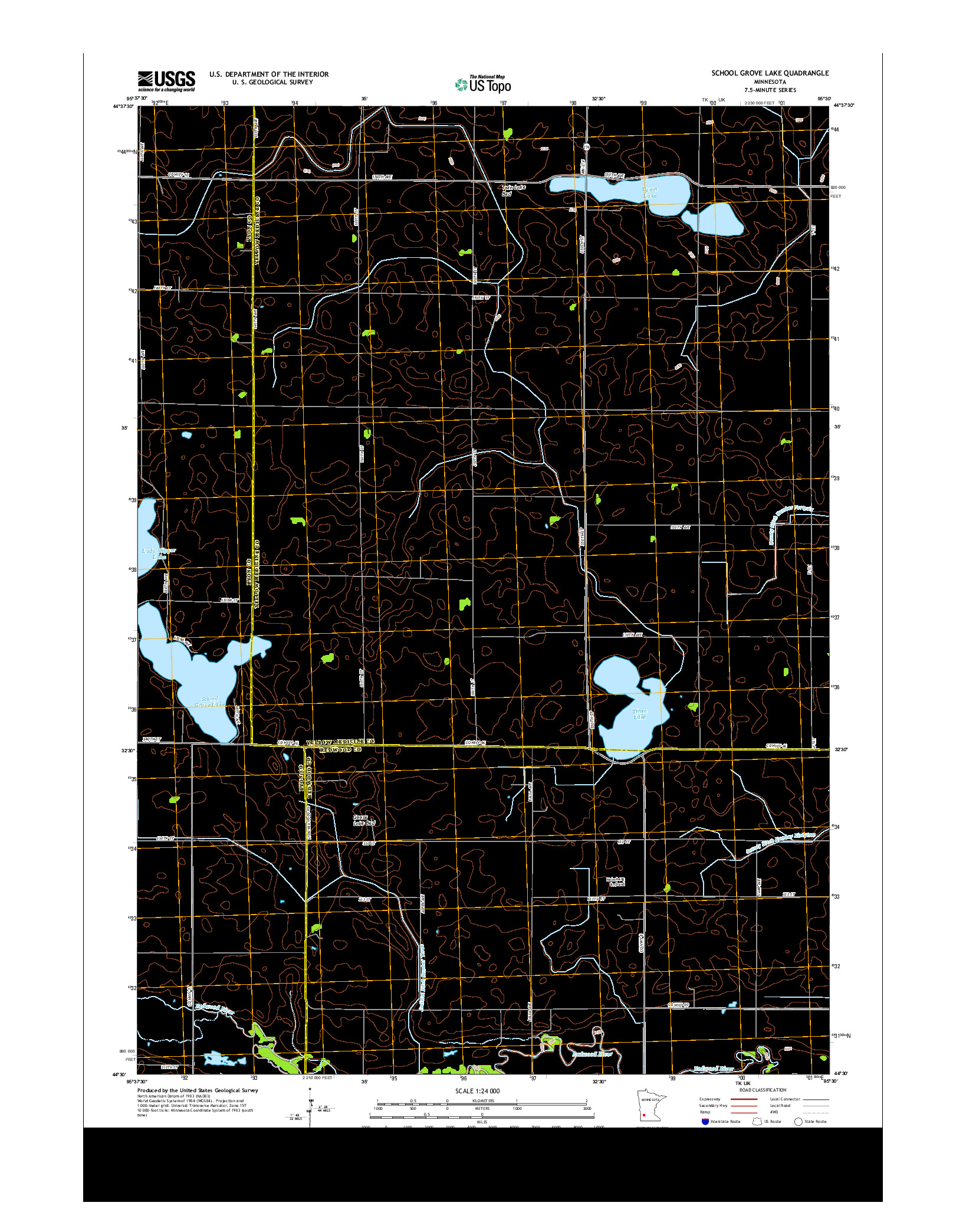 USGS US TOPO 7.5-MINUTE MAP FOR SCHOOL GROVE LAKE, MN 2013