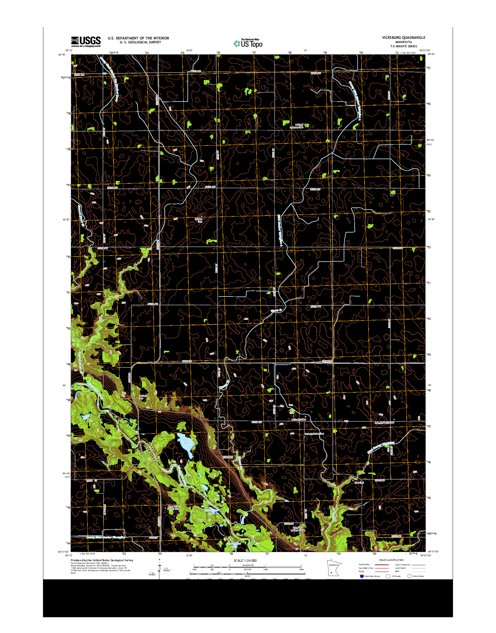 USGS US TOPO 7.5-MINUTE MAP FOR VICKSBURG, MN 2013