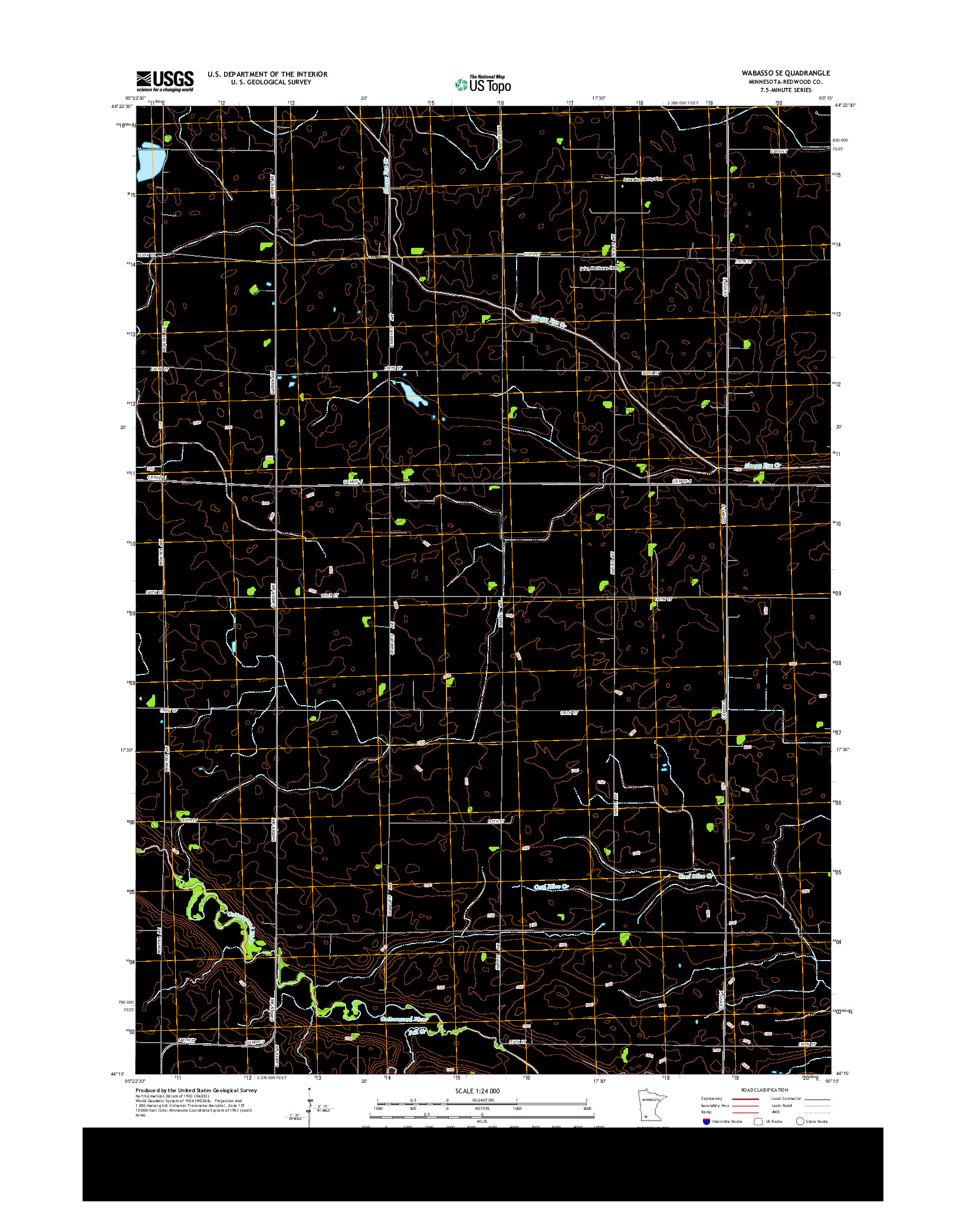 USGS US TOPO 7.5-MINUTE MAP FOR WABASSO SE, MN 2013