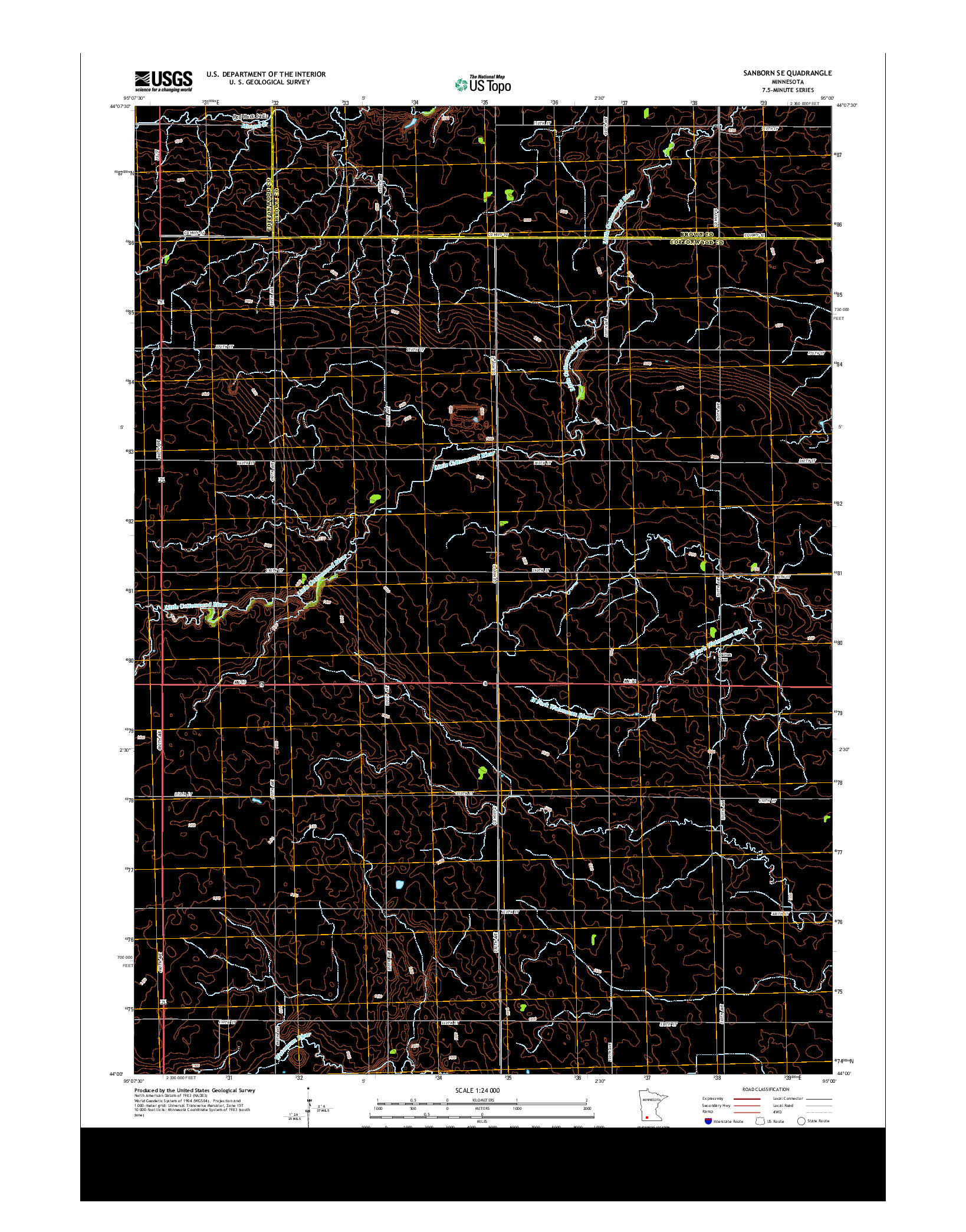 USGS US TOPO 7.5-MINUTE MAP FOR SANBORN SE, MN 2013