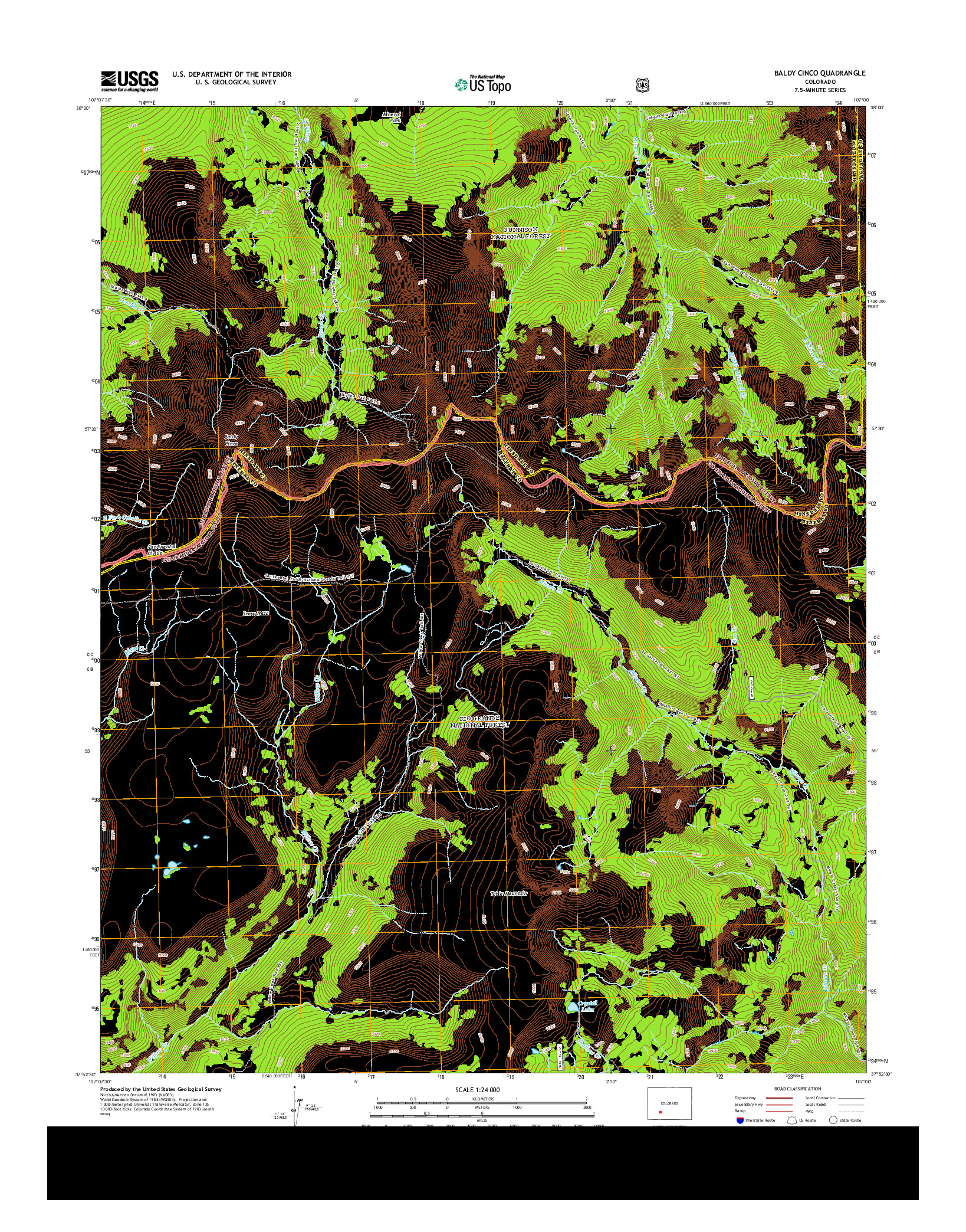 USGS US TOPO 7.5-MINUTE MAP FOR BALDY CINCO, CO 2013