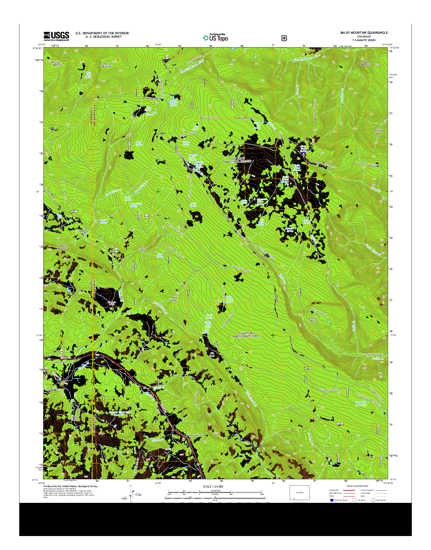 USGS US TOPO 7.5-MINUTE MAP FOR BALDY MOUNTAIN, CO 2013