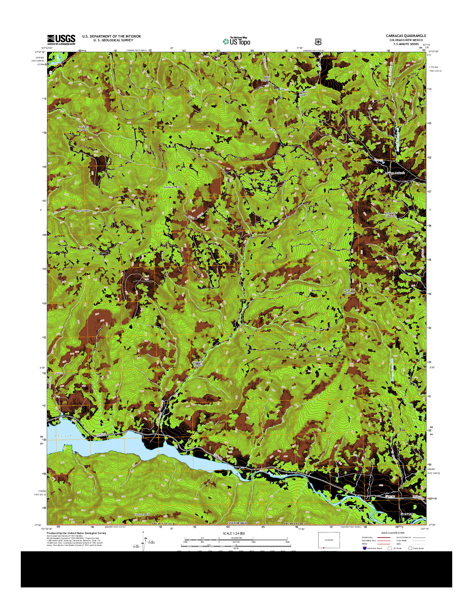 USGS US TOPO 7.5-MINUTE MAP FOR CARRACAS, CO-NM 2013