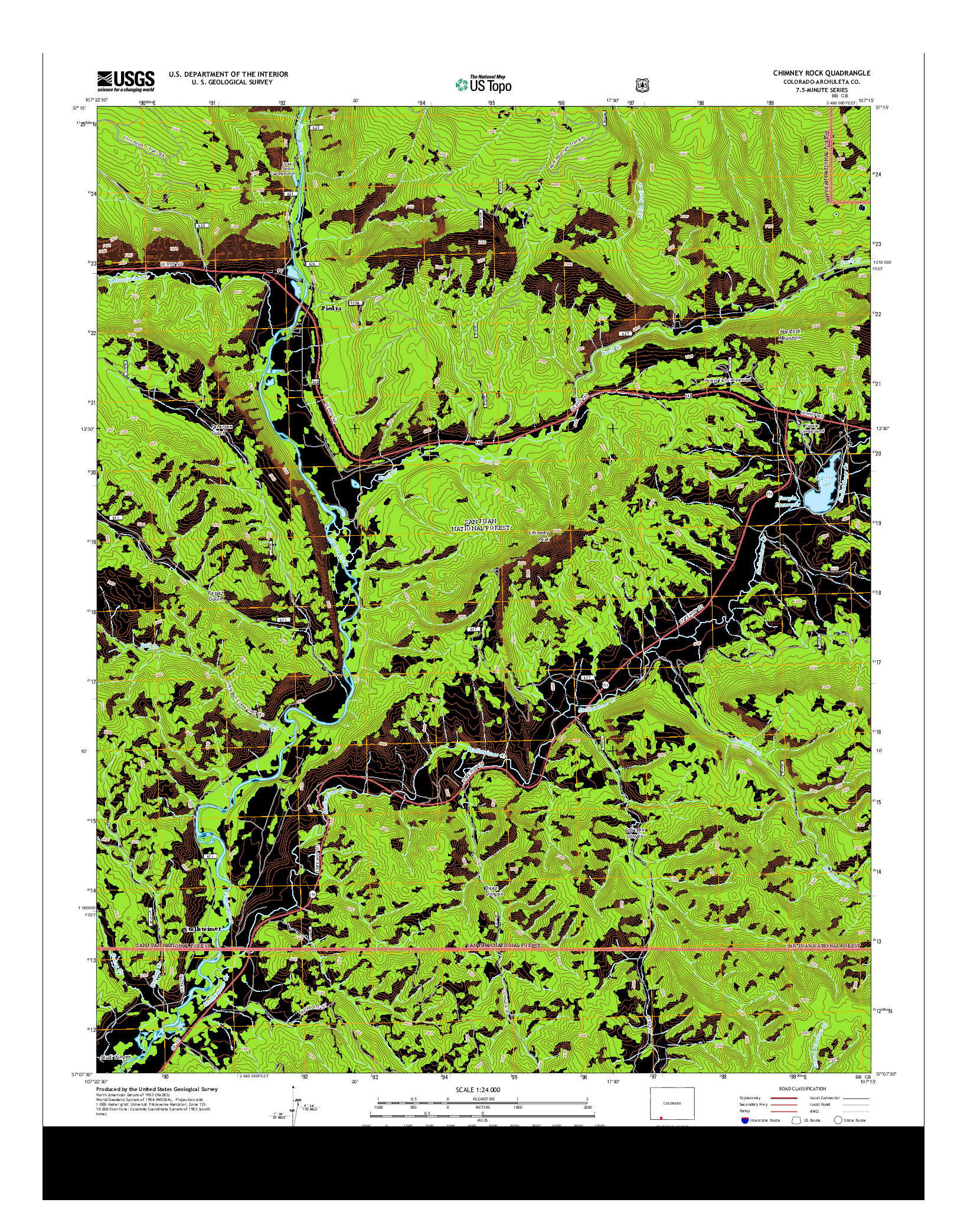 USGS US TOPO 7.5-MINUTE MAP FOR CHIMNEY ROCK, CO 2013