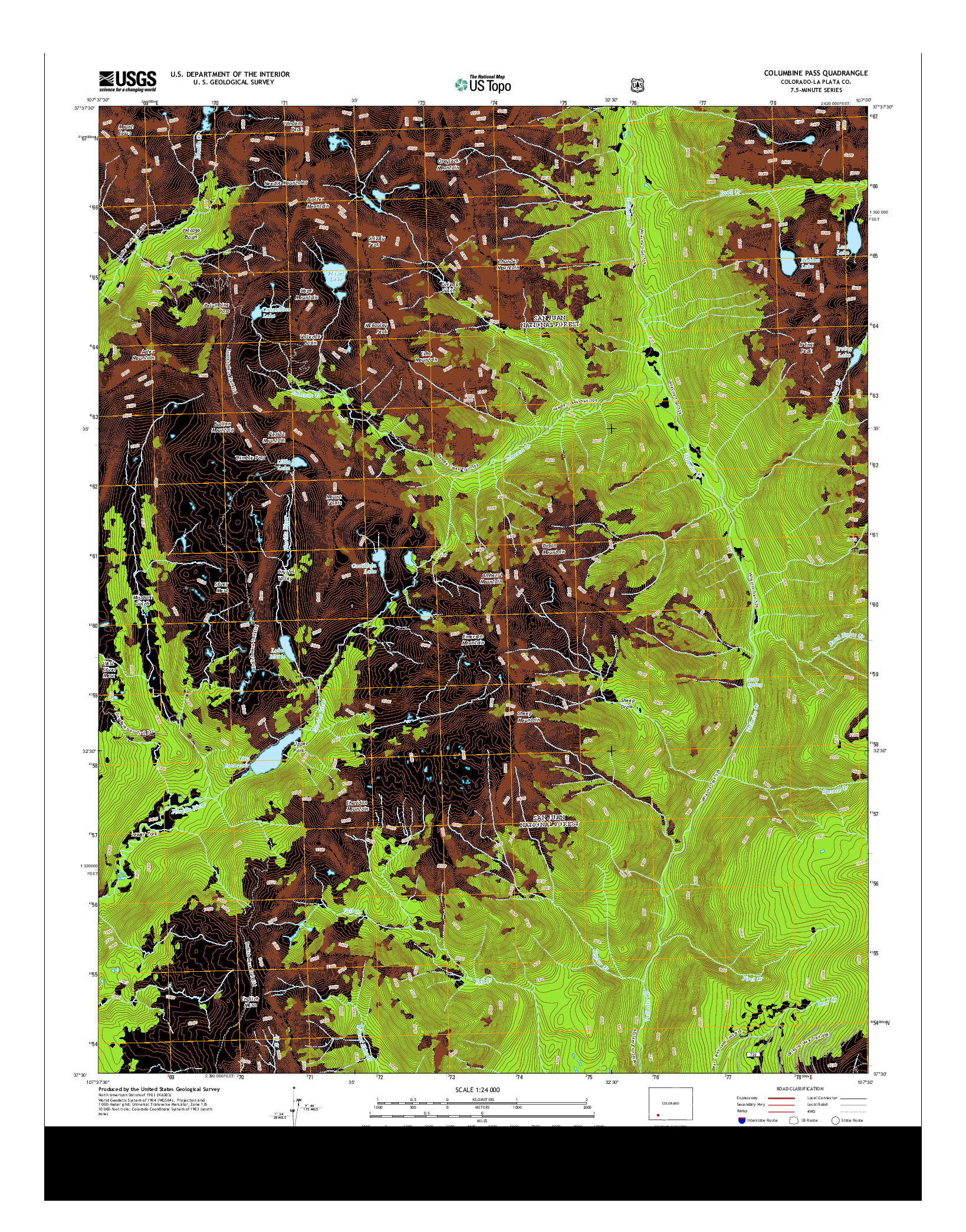 USGS US TOPO 7.5-MINUTE MAP FOR COLUMBINE PASS, CO 2013