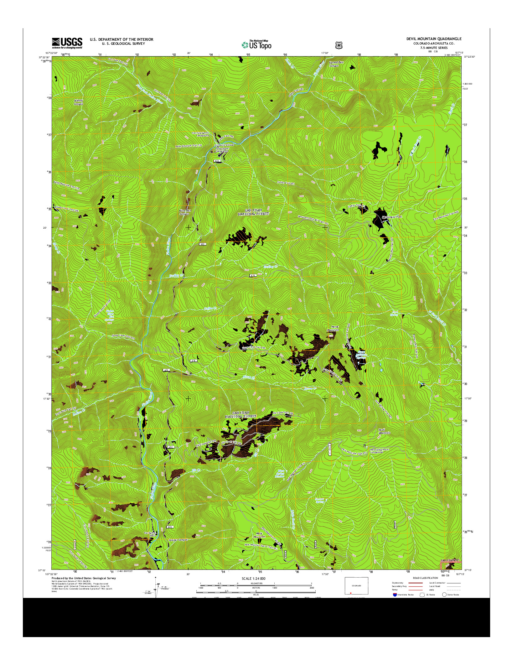 USGS US TOPO 7.5-MINUTE MAP FOR DEVIL MOUNTAIN, CO 2013