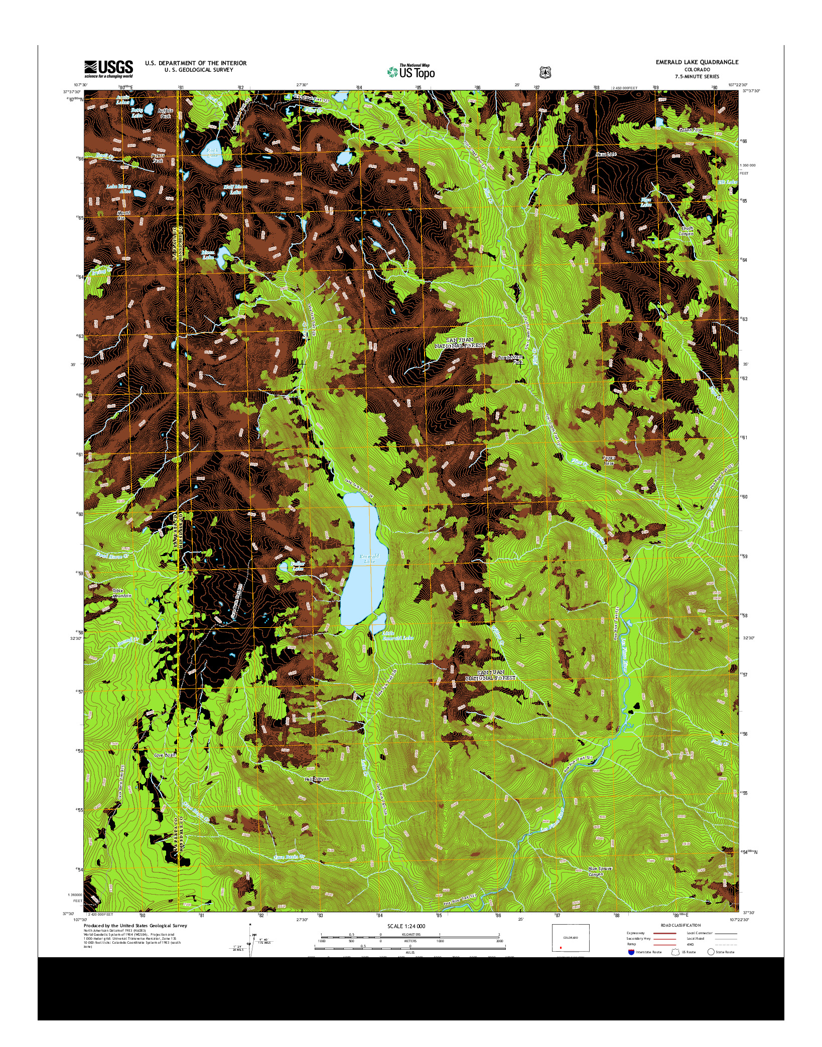 USGS US TOPO 7.5-MINUTE MAP FOR EMERALD LAKE, CO 2013
