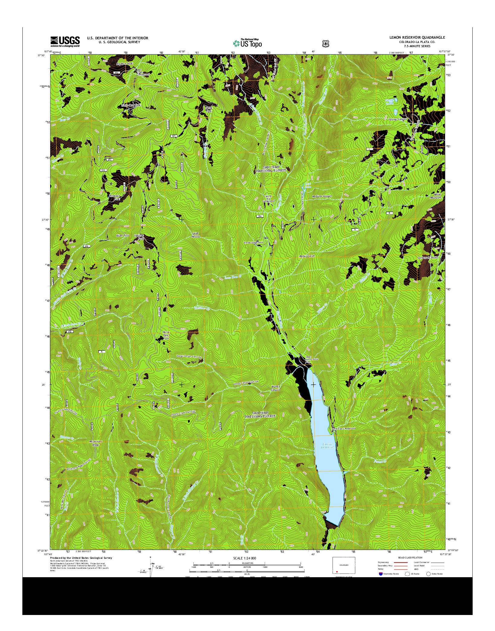 USGS US TOPO 7.5-MINUTE MAP FOR LEMON RESERVOIR, CO 2013