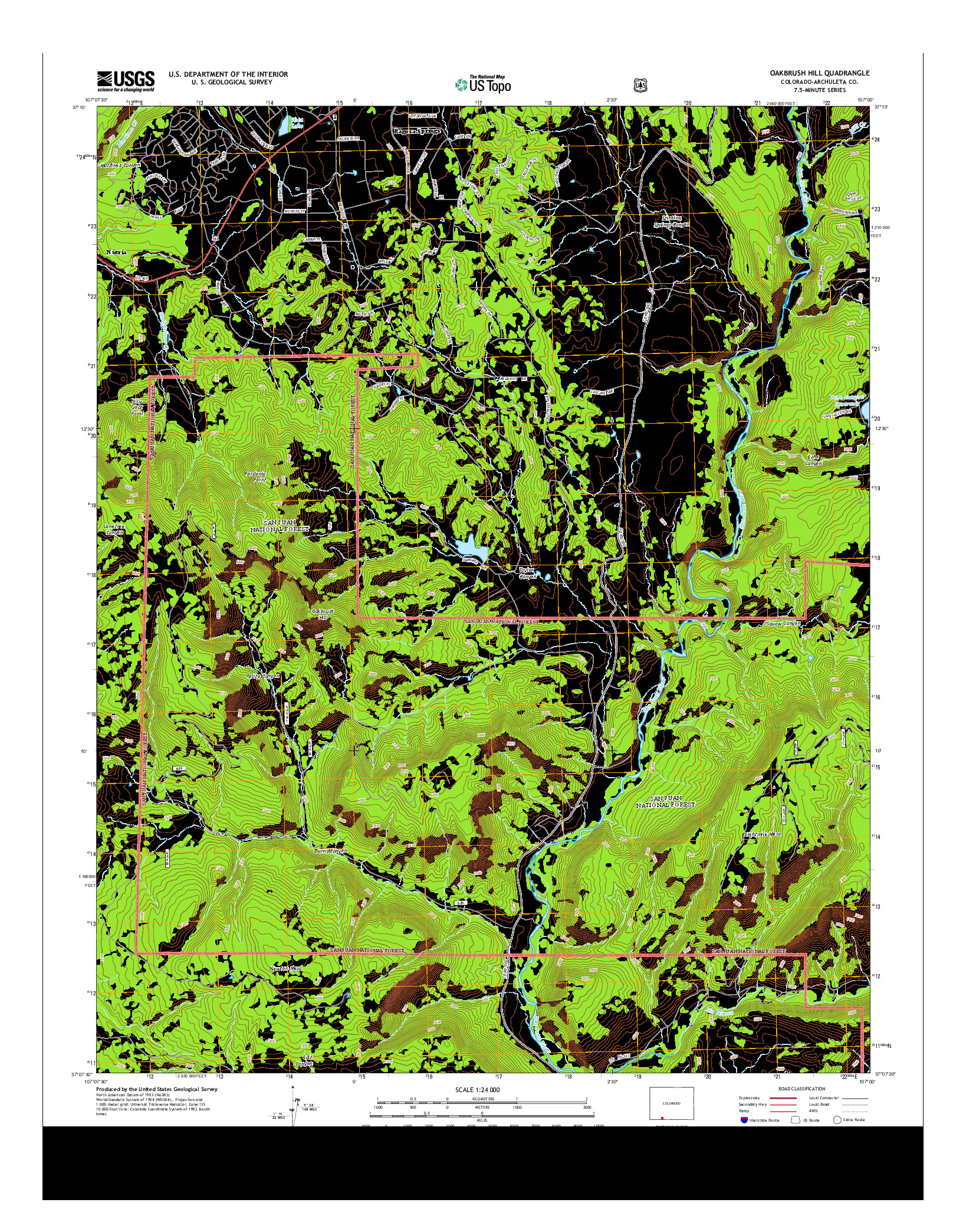 USGS US TOPO 7.5-MINUTE MAP FOR OAKBRUSH HILL, CO 2013
