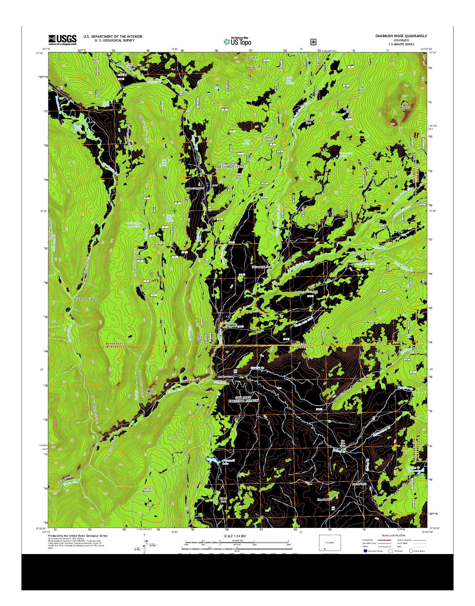USGS US TOPO 7.5-MINUTE MAP FOR OAKBRUSH RIDGE, CO 2013