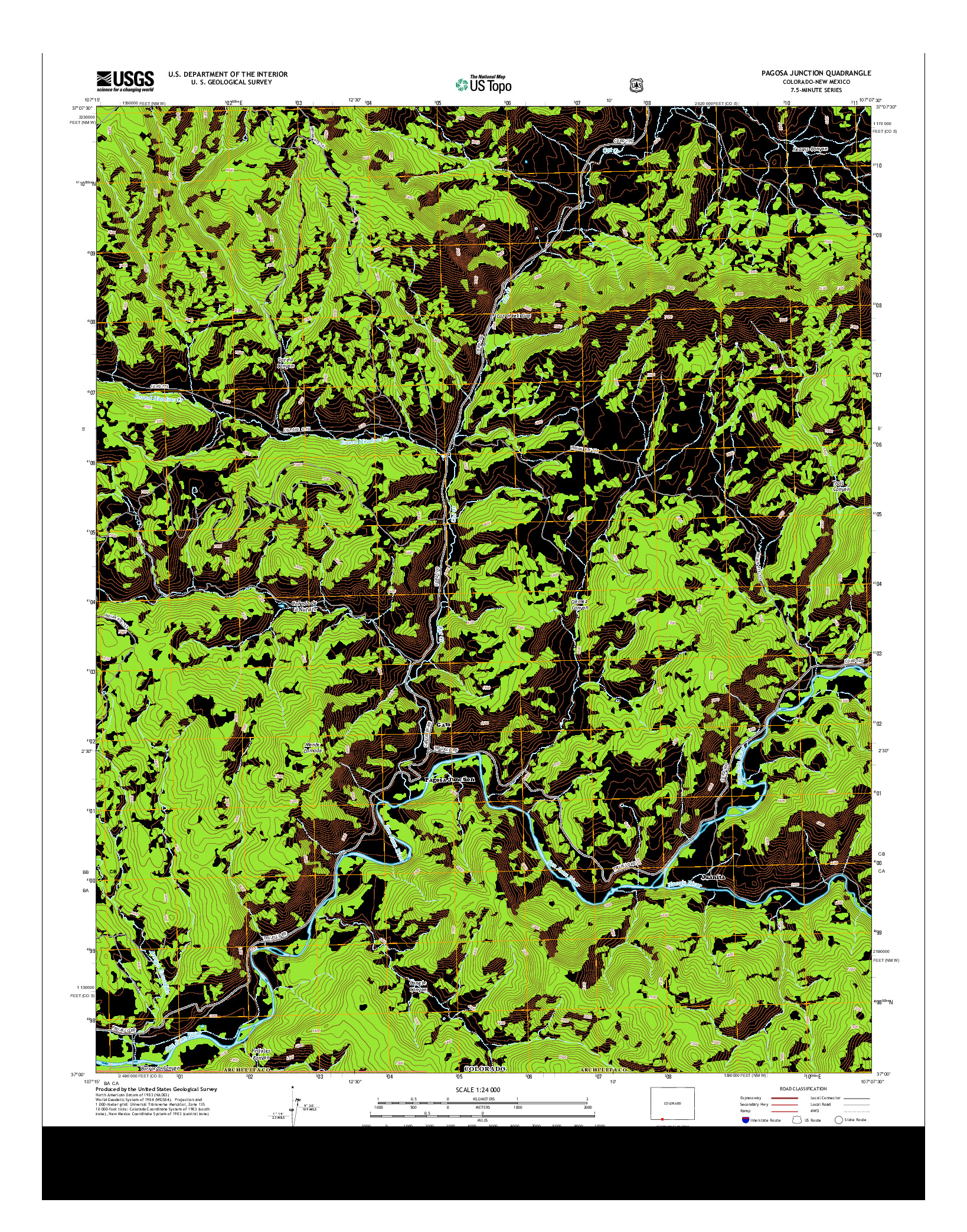 USGS US TOPO 7.5-MINUTE MAP FOR PAGOSA JUNCTION, CO-NM 2013