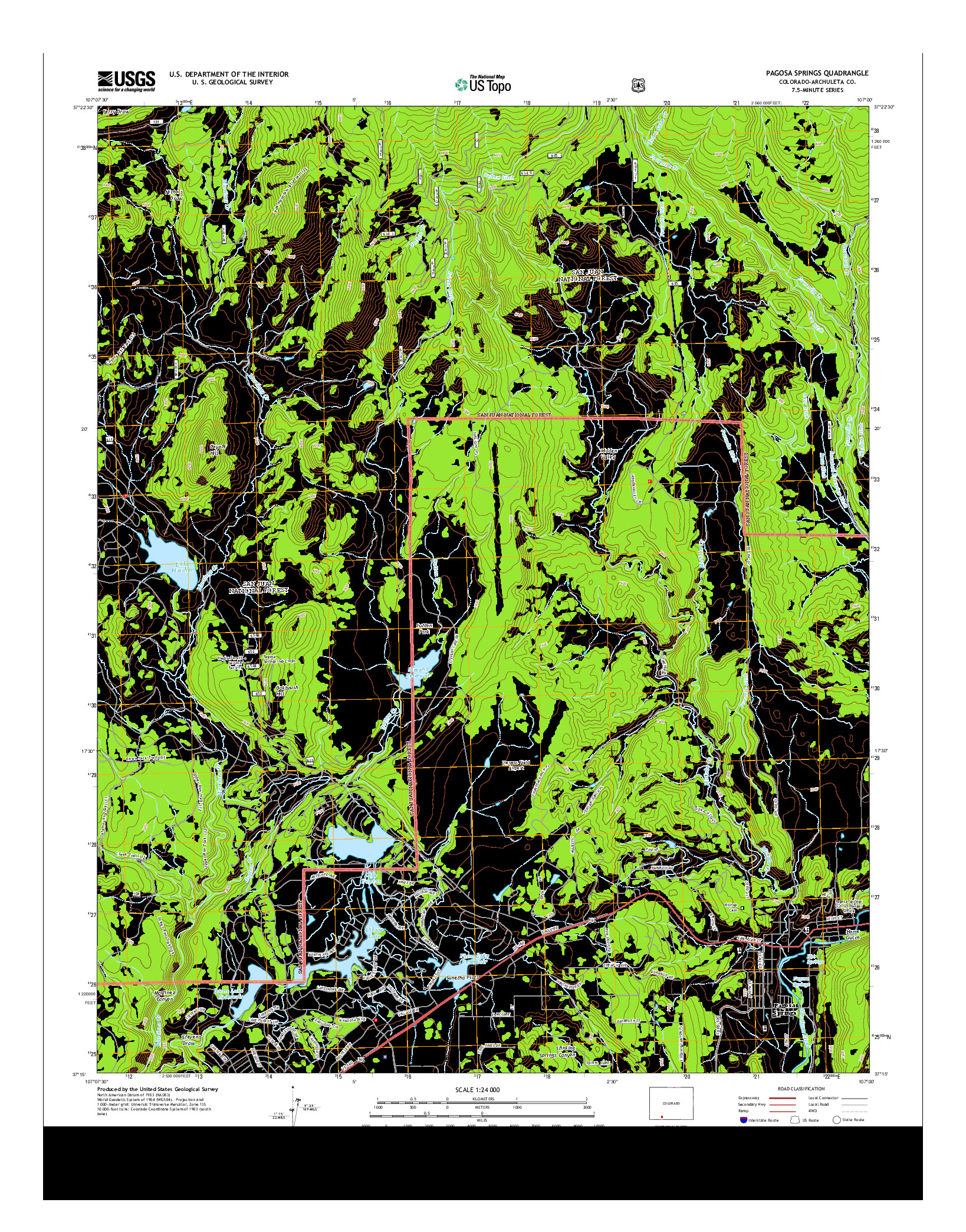 USGS US TOPO 7.5-MINUTE MAP FOR PAGOSA SPRINGS, CO 2013